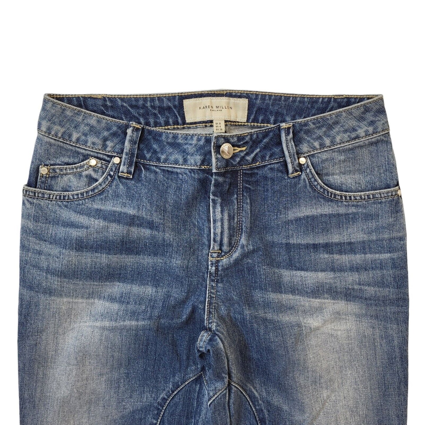 Karen Millen Faded Blue Straight 3/4 Denim Jeans UK Women's 8 W26 L25 G217