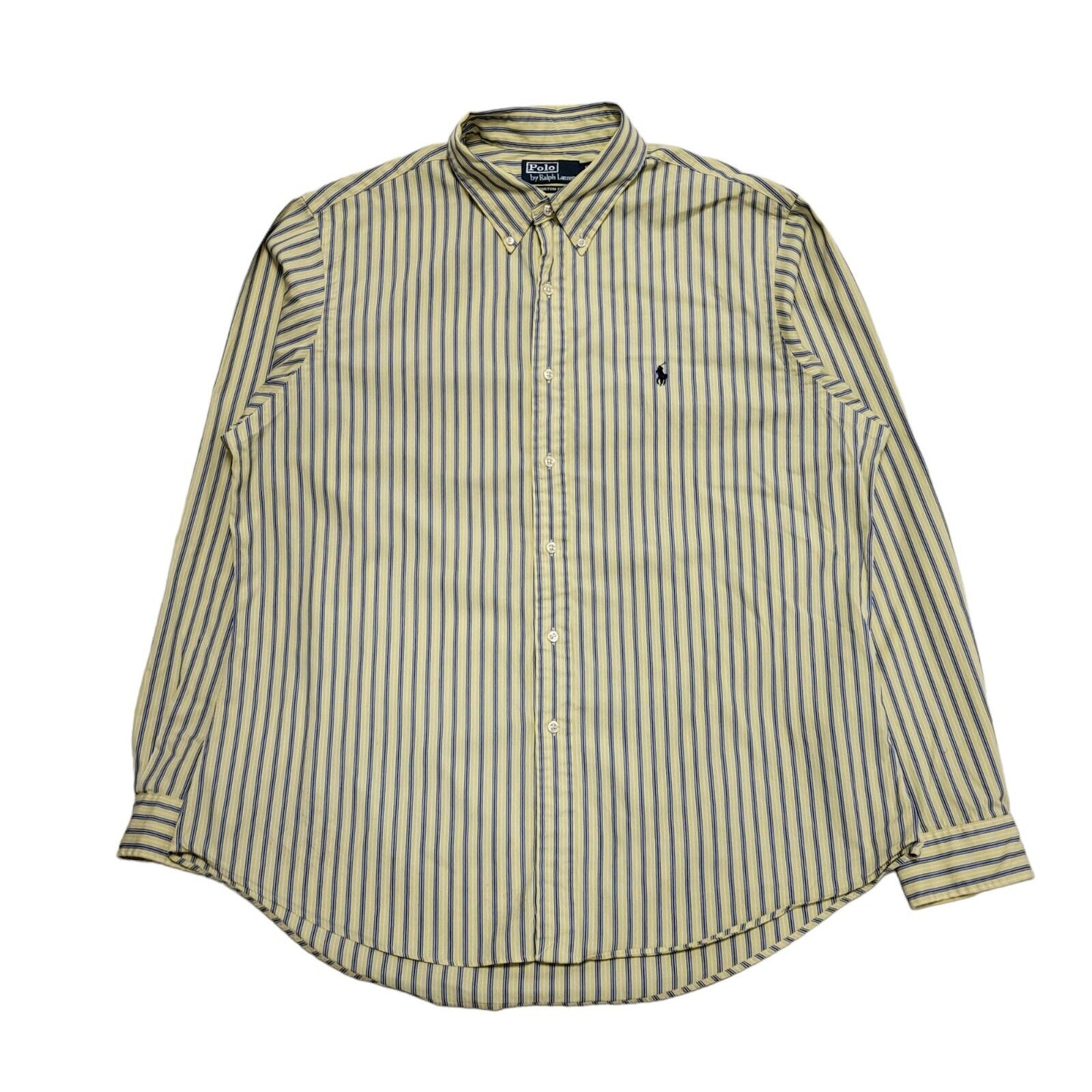 Ralph Lauren Yellow Blue Striped Long Sleeve Shirt Uk Men's XL BB380