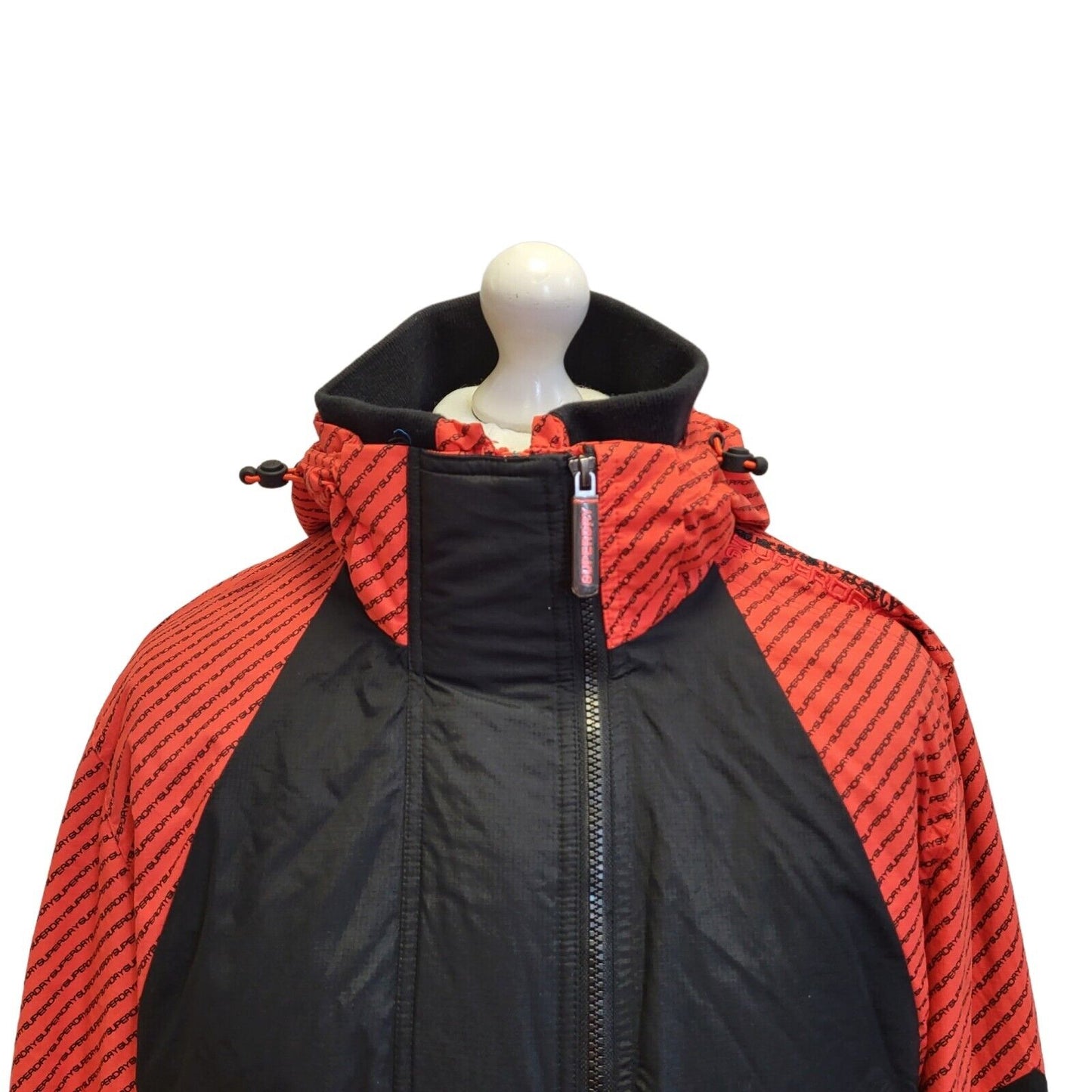 Superdry Wind Cheater Black Red Zipped Hooded Jacket Uk Men's 2XL Eu 60 G39