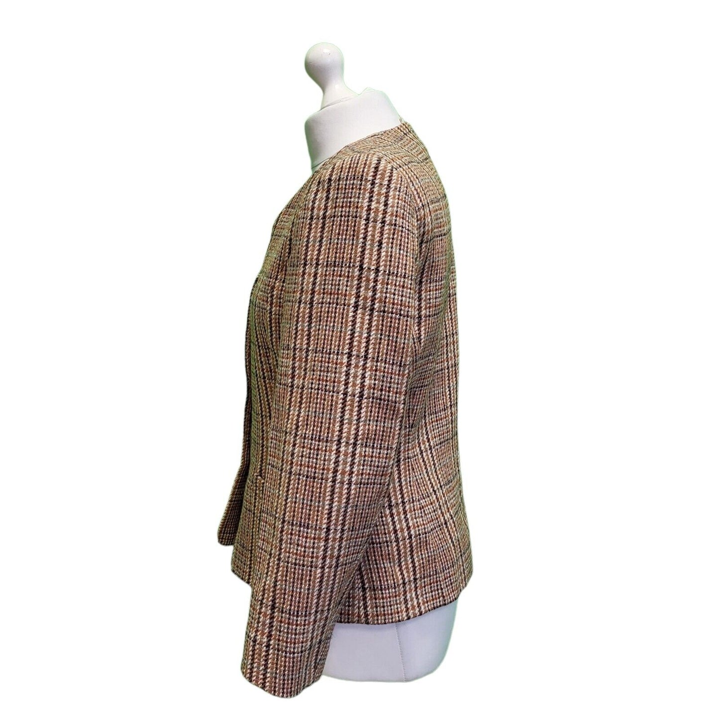 Eastex Brown Black Check Long Sleeve Jacket UK Women's 12 H694