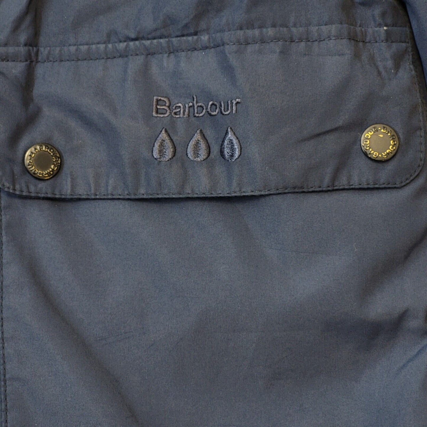 Barbour Waterproof Navy Blue Zip & Snap Jacket uk Age 13-15 Yrs xL G741