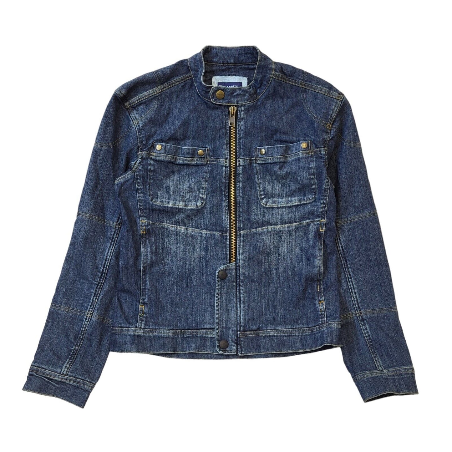 Triumph Dark Blue Zipped Denim Jacket Uk Women's 38 G628