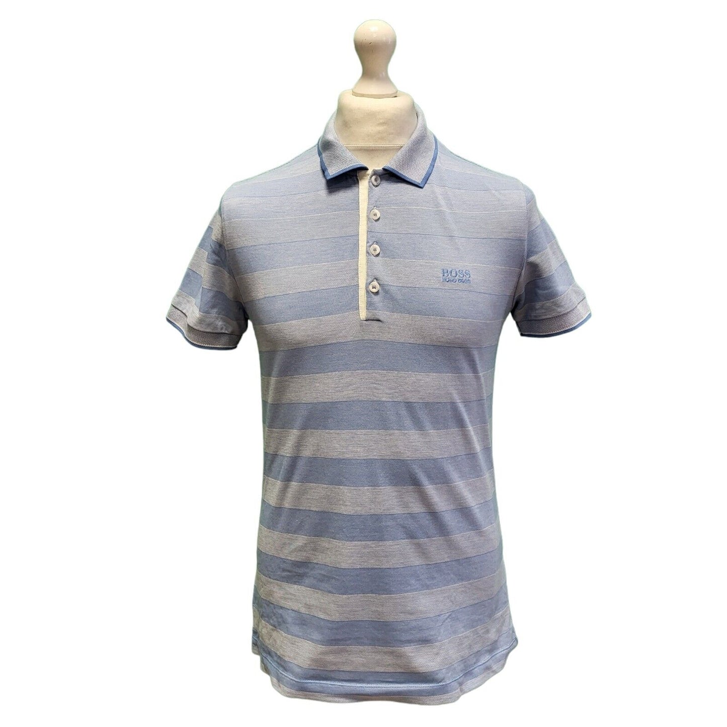 Hugo Boss Blue Regular Fit Short Sleeve Collared Polo Shirt Men's Uk S G770