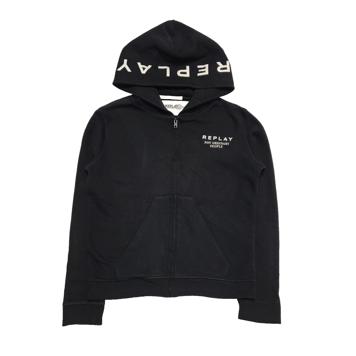 Replay Black Zip Long Sleeve Sweatshirt Hoodie uk Women's M 10 H791