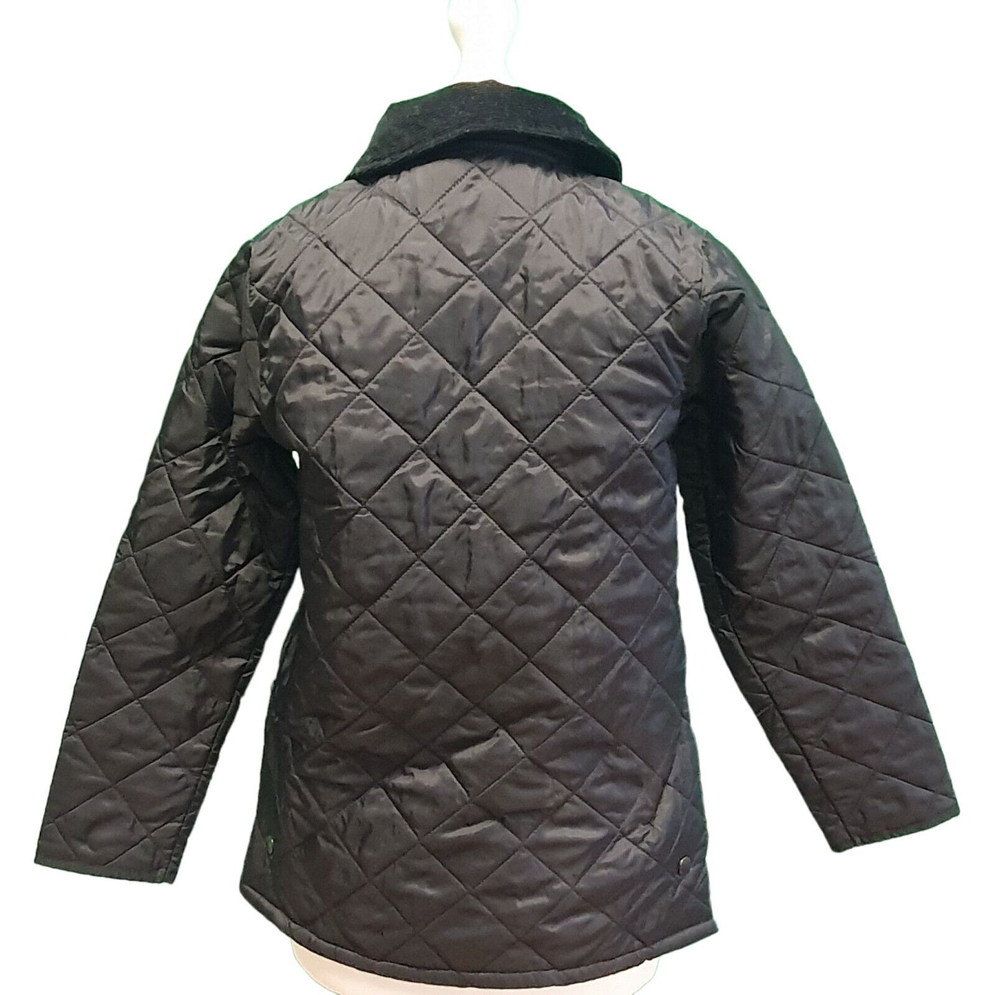 Vintage Barbour Liddesdale Black Snap Quilted Kid's Jacket Age 9-10 Yrs M H213