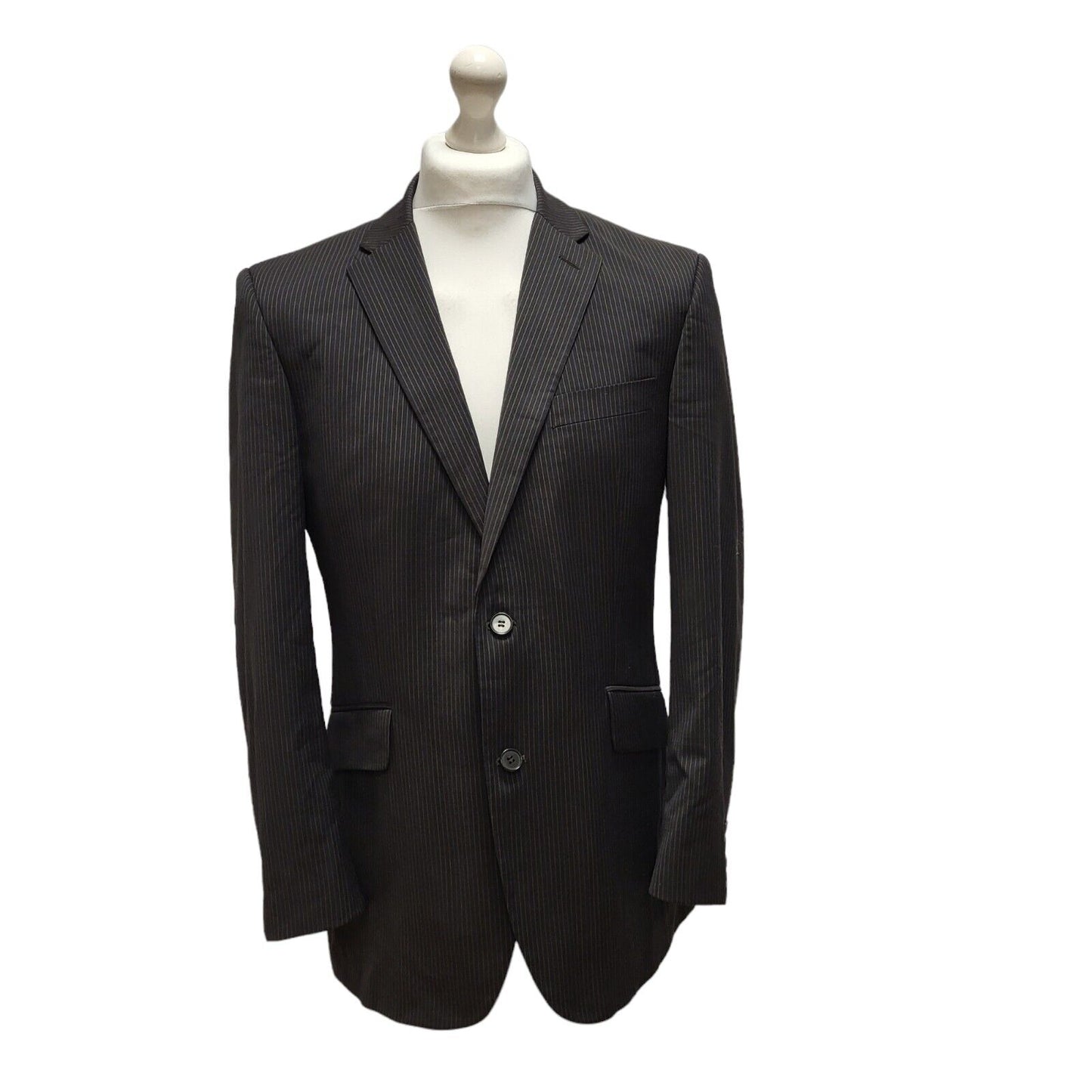 Limehaus Black Striped Wool Blend Suit Blazer Jacket Uk Men's M 40" Bnwt BB374