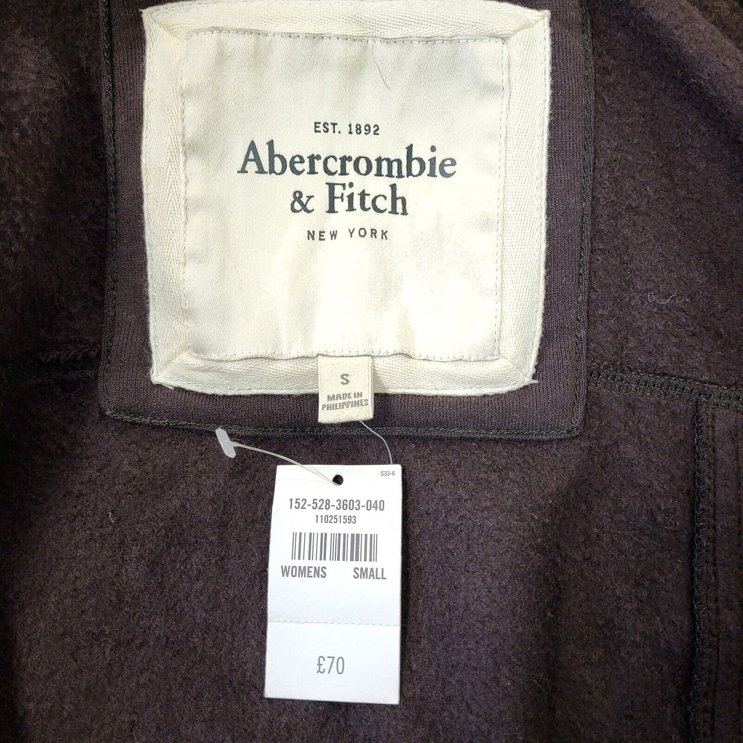 Abercromblie & Fitch Brown Button Hooded Jacket UK Women's Small H718