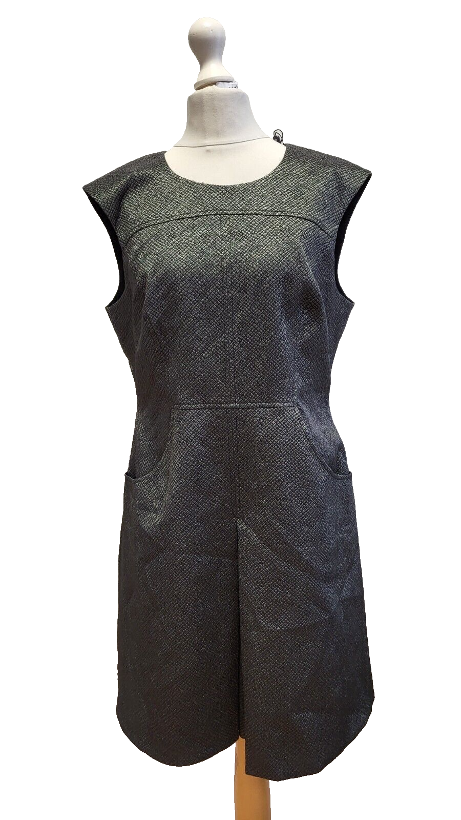 Karen Millen Grey Metallic Evening Formal A-line Dress Women's XL 14 G807