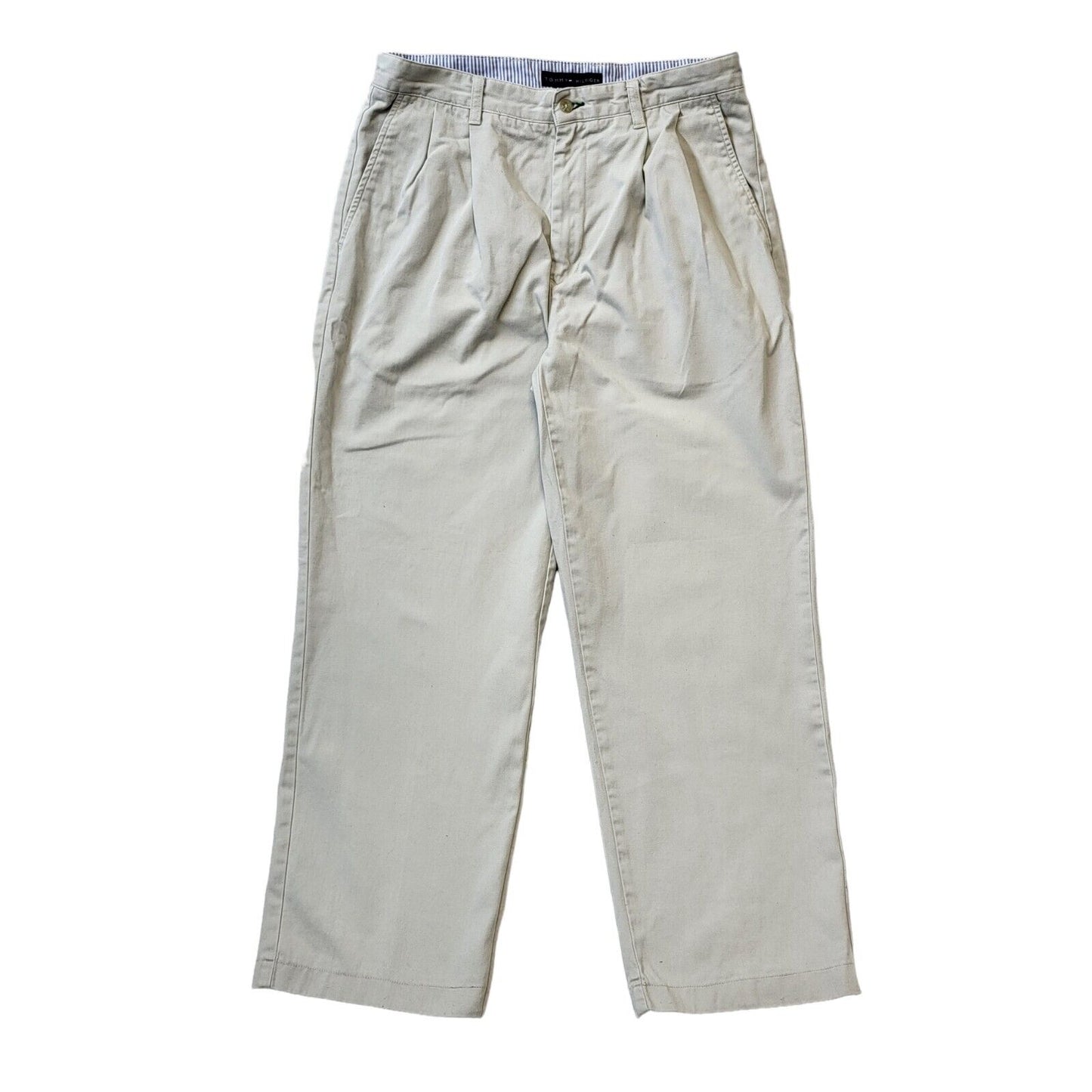 Tommy Hilfiger Beige Straight Leg Formal Chino Trousers Uk Men's L W34 L30 G537