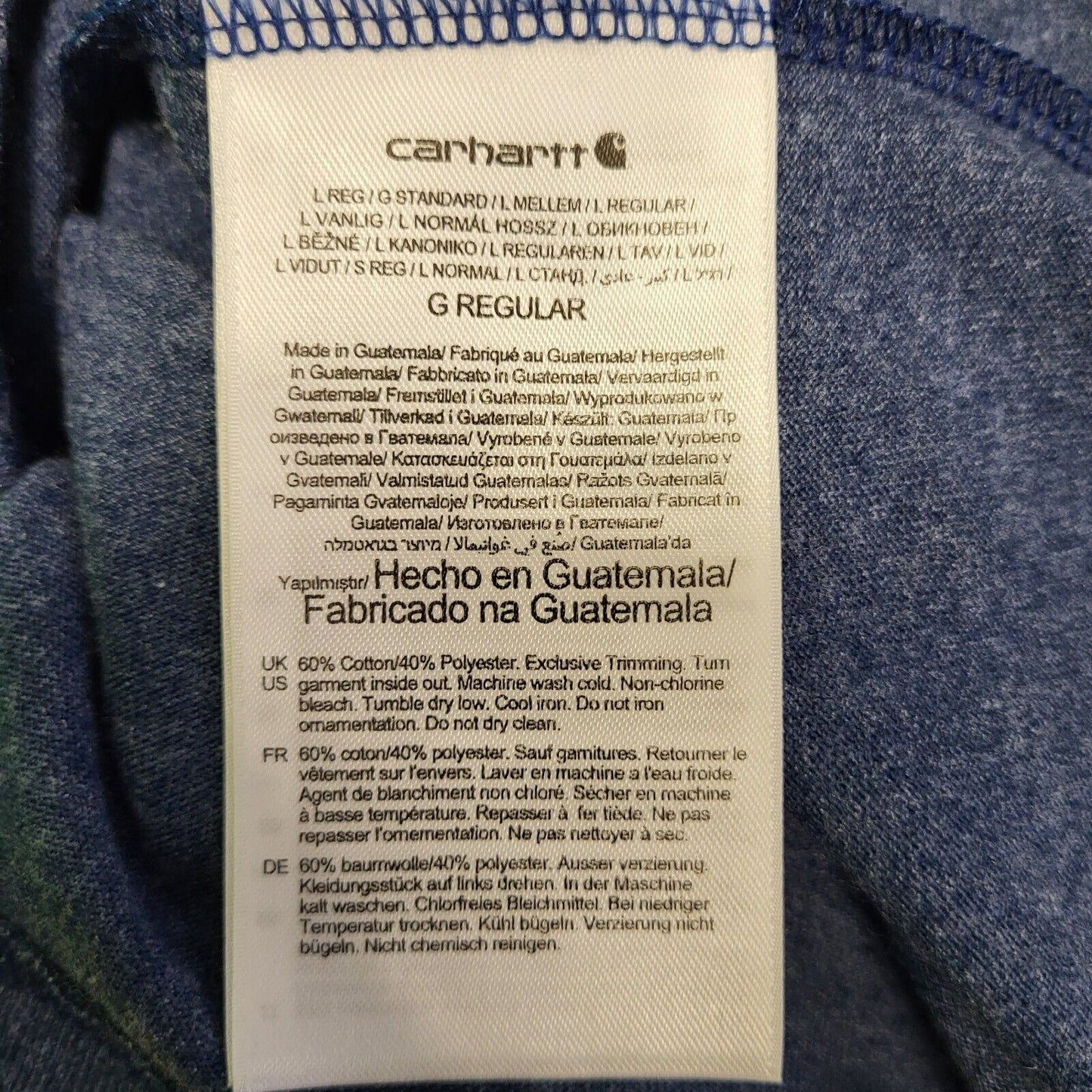 Carhartt Blue Long Sleeve Cotton Sports Relaxed Fit T-Shirt Uk Men's L H742