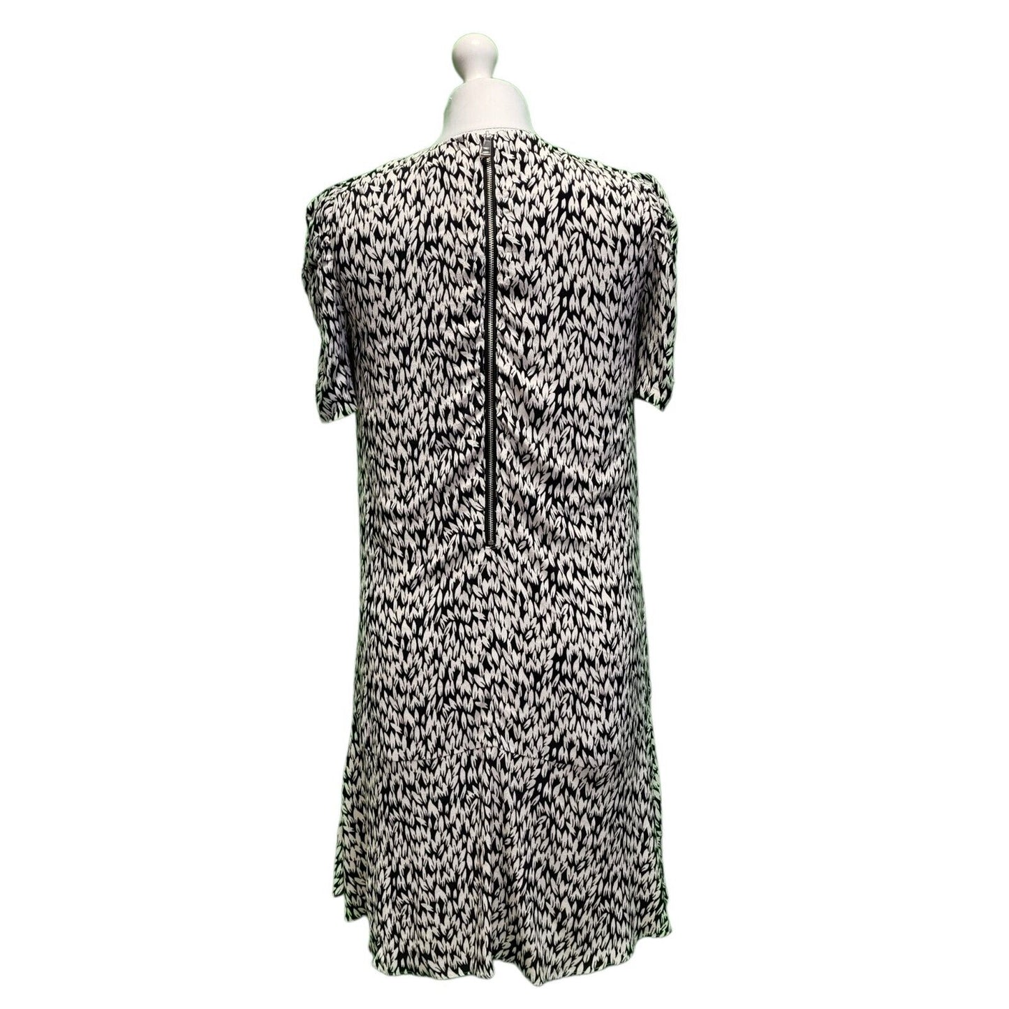 Whistles White Black Petal Print Summer Shift Dress Uk Women's S 8 H750 BNWT
