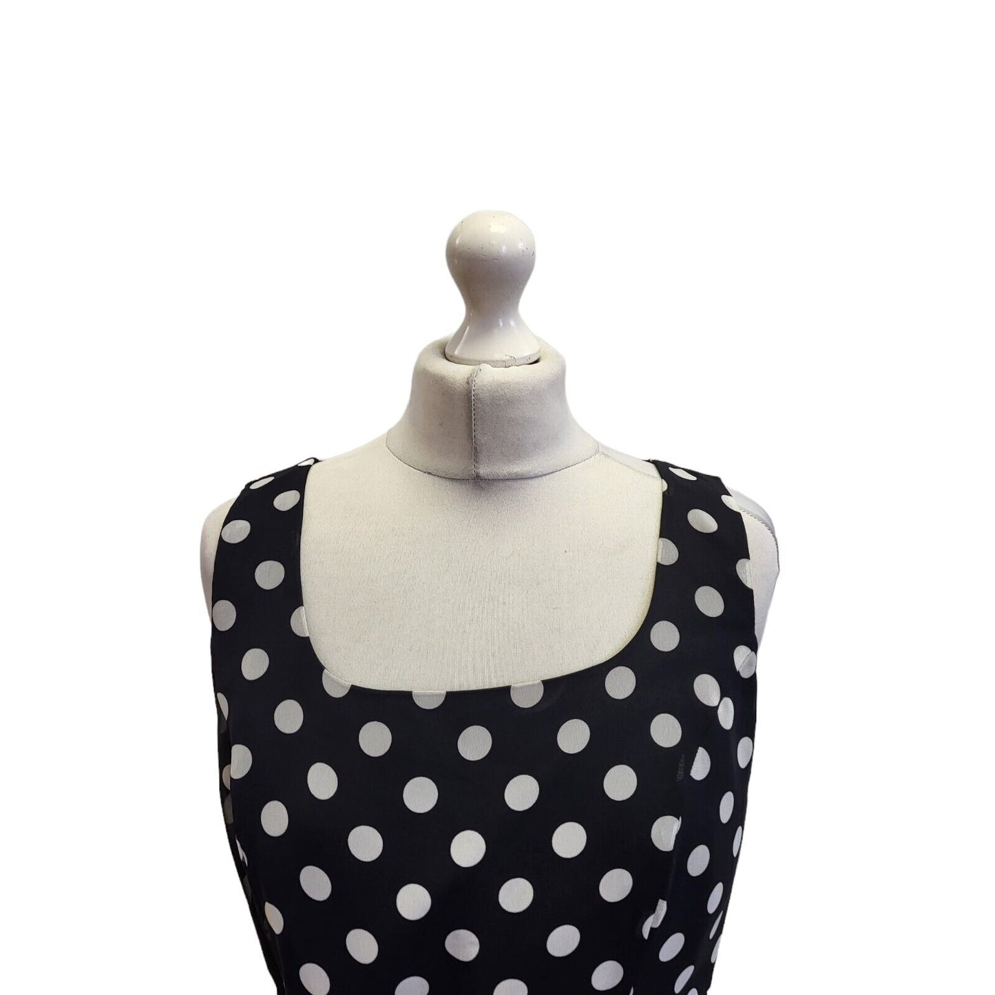 Petite Collection Debenhams Black Polka Dot Dress Uk Women's 12 Eu 40 Bnwt G109