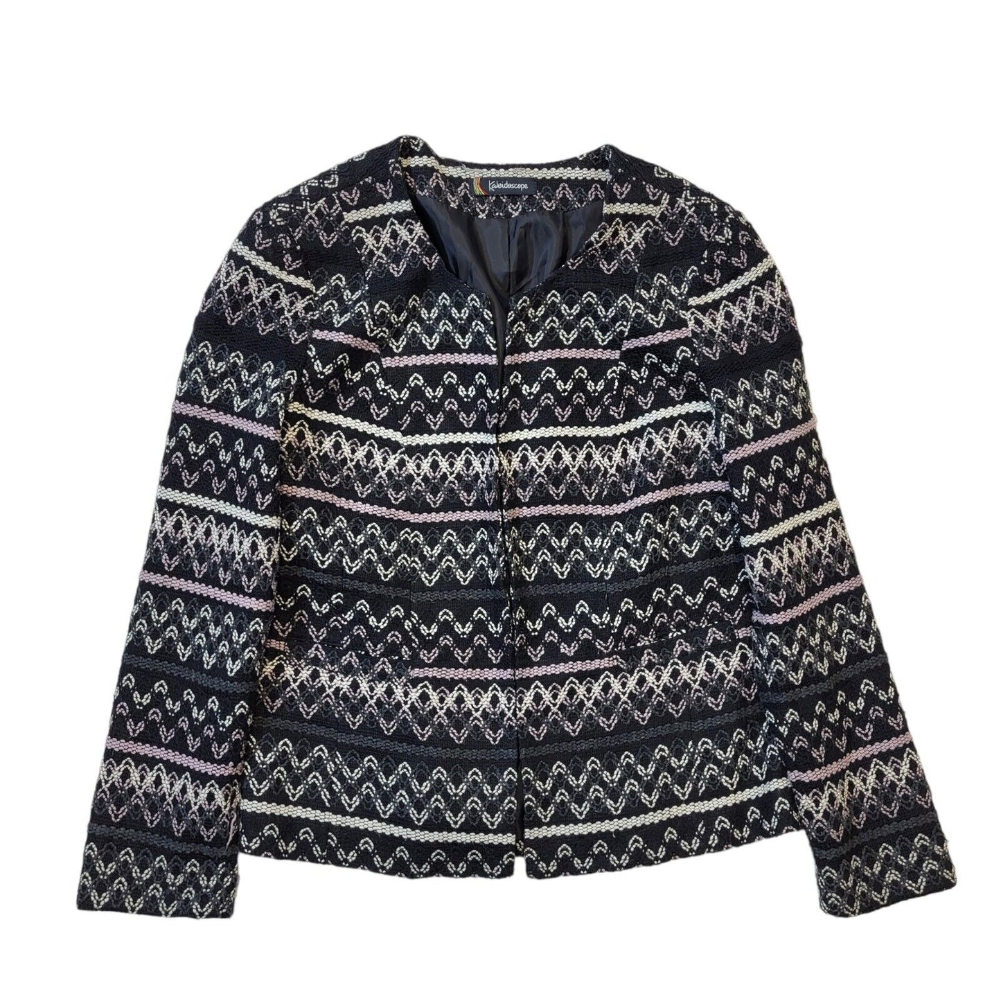 Kaleidoscope Evening Jacket Black Purple White Geometric Print UK 16 EU 44 G164
