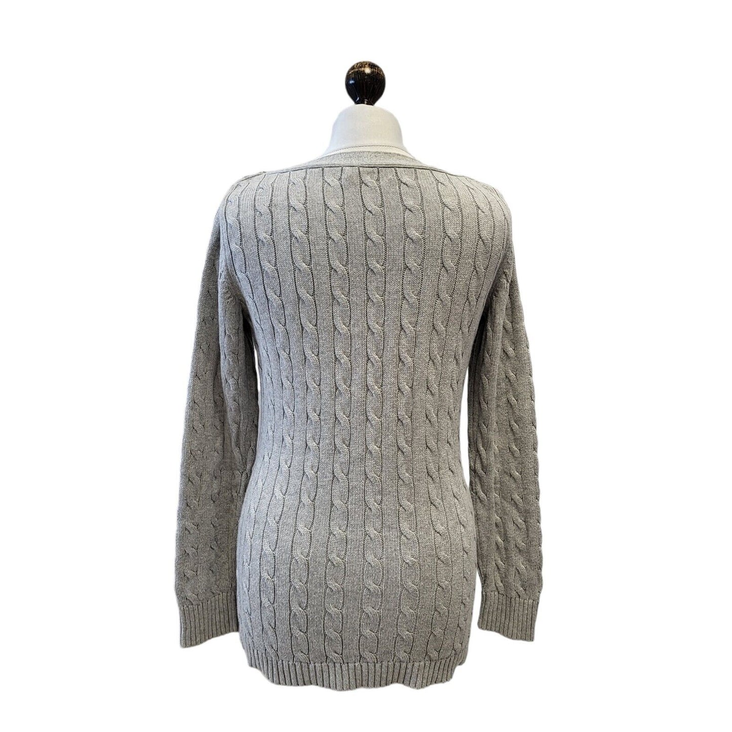 Polo Ralph Lauren Jumper Grey Cable Knit Uk Women's Size M G421