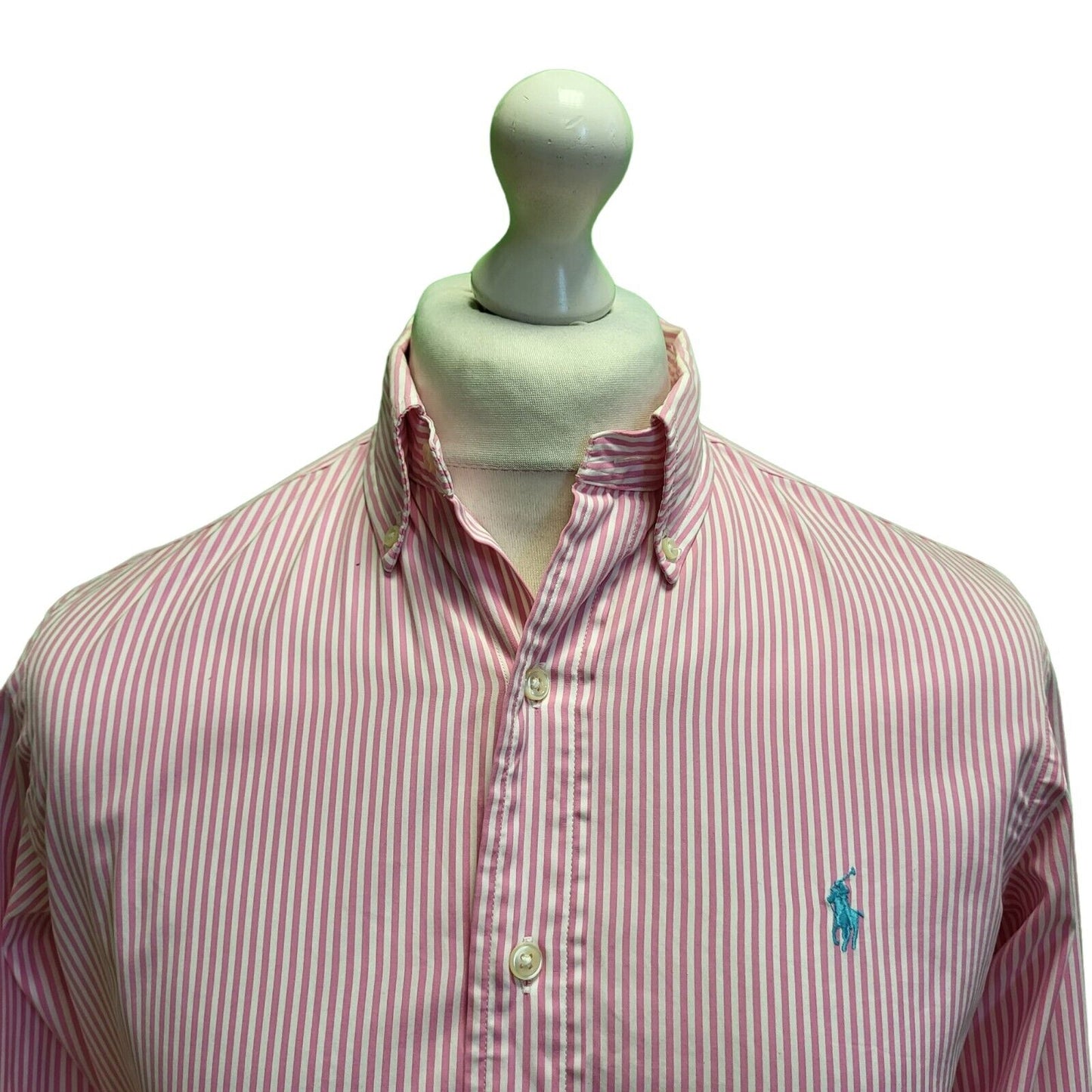 Ralph Lauren Pink White Striped Long Sleeve Custom Shirt Men's UK S eu 46 H380