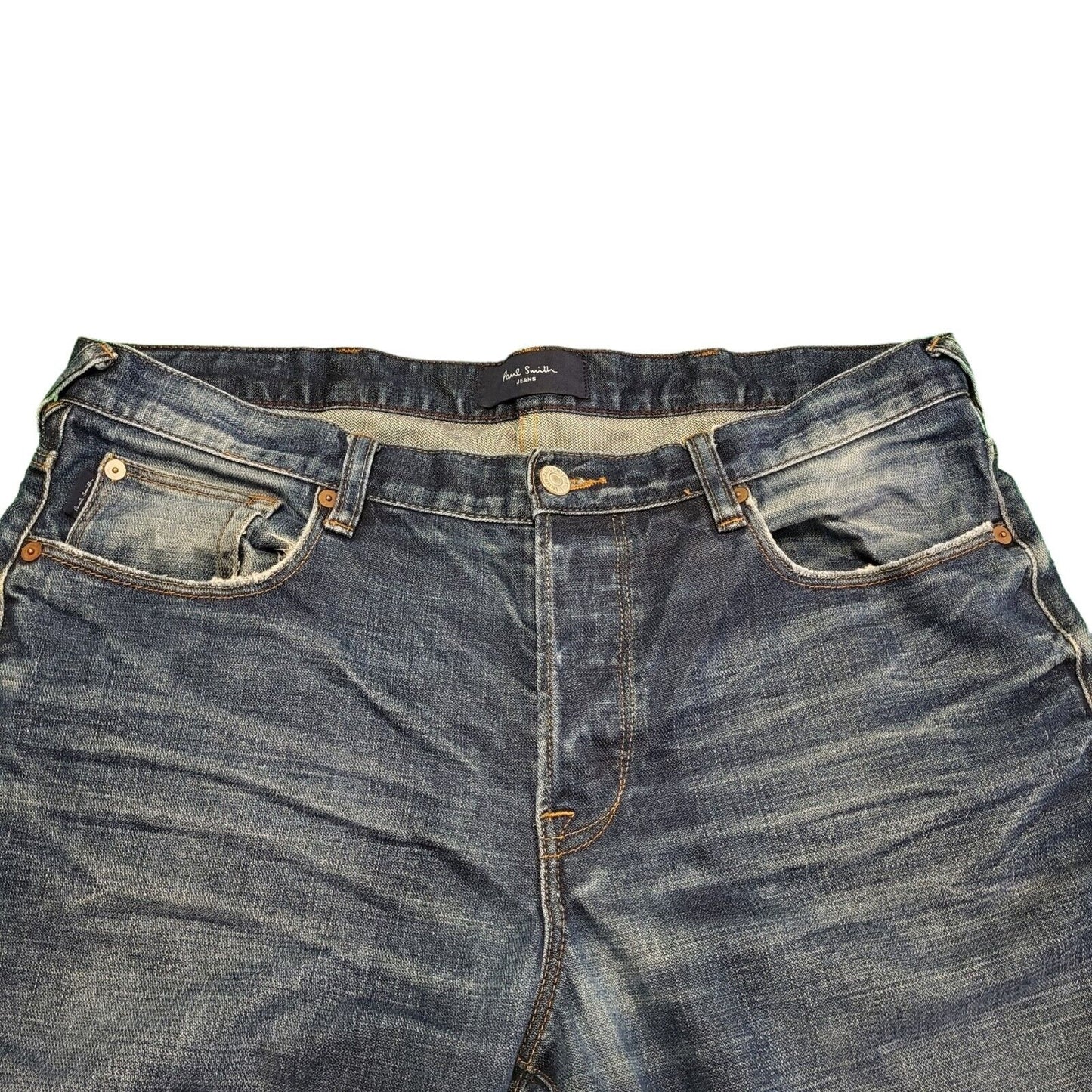 Paul Smith Faded Blue Slim Leg Distressed Denim Jeans Men's XL W36 L33 H197
