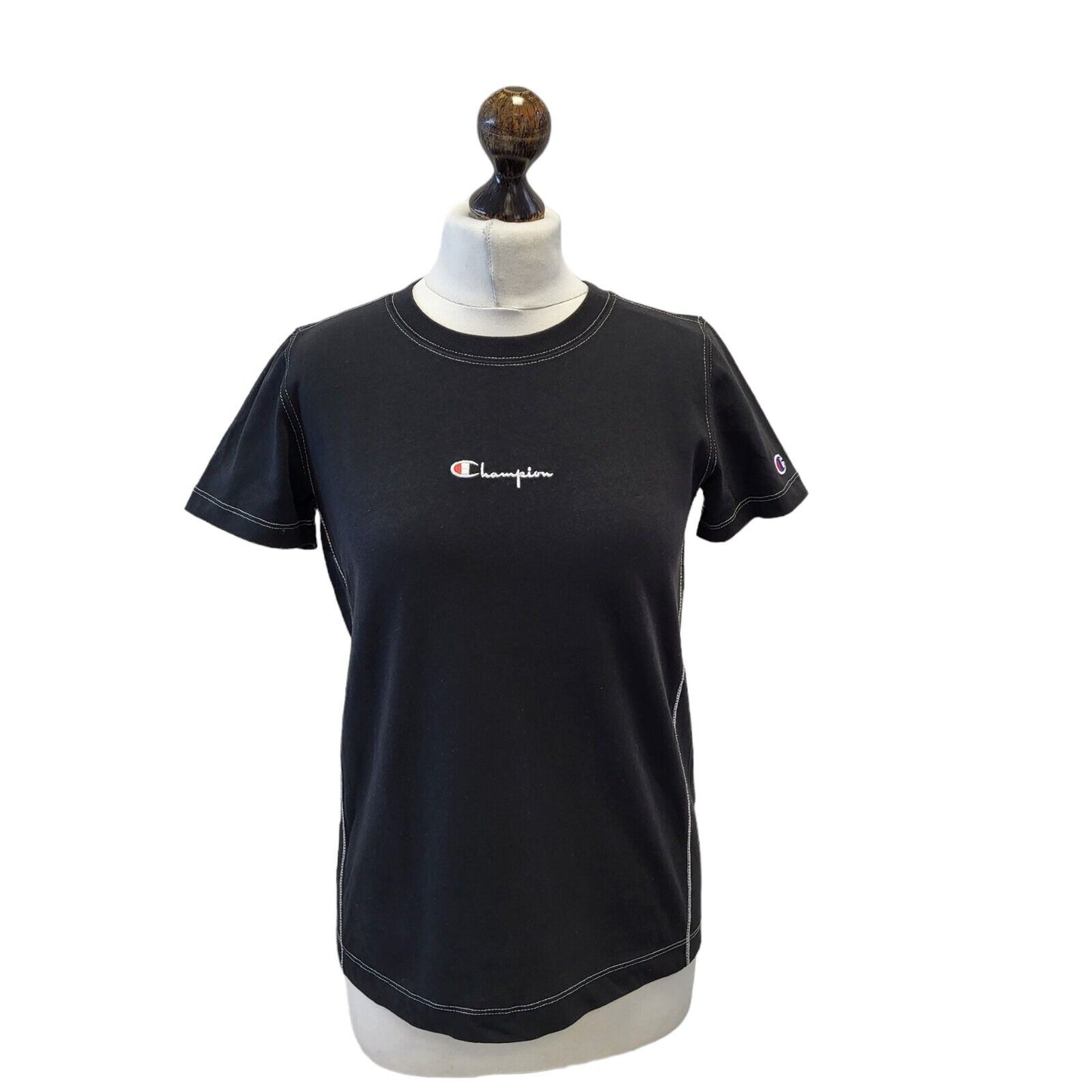Champion Black Round Neck Short Sleeve T-Shirt Uk Women's X Small Bnwt G605