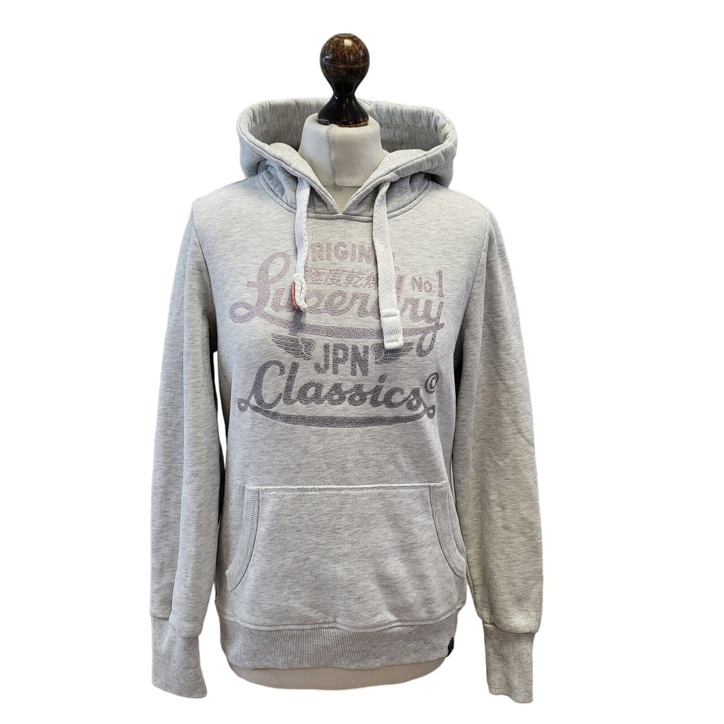 Superdry Grey Pullover Sweatshirt Hoodie Uk Women's L Eu 40 G243