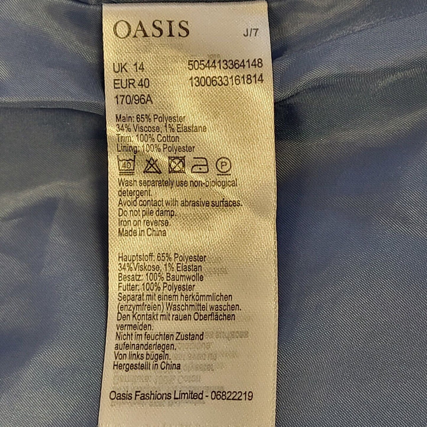 Oasis Blue Short Sleeve Mesh Pattern Summer Dress Uk Women's XL 14 BNWT H783