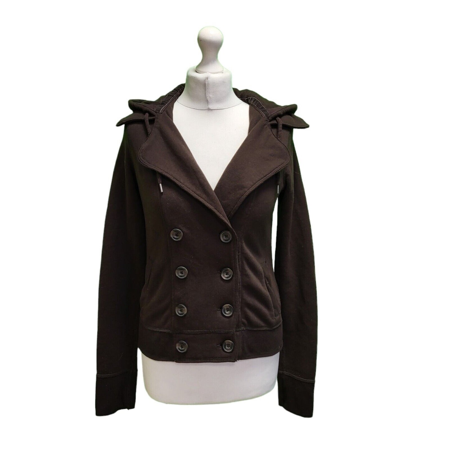 Abercromblie & Fitch Brown Button Hooded Jacket UK Women's Small H718