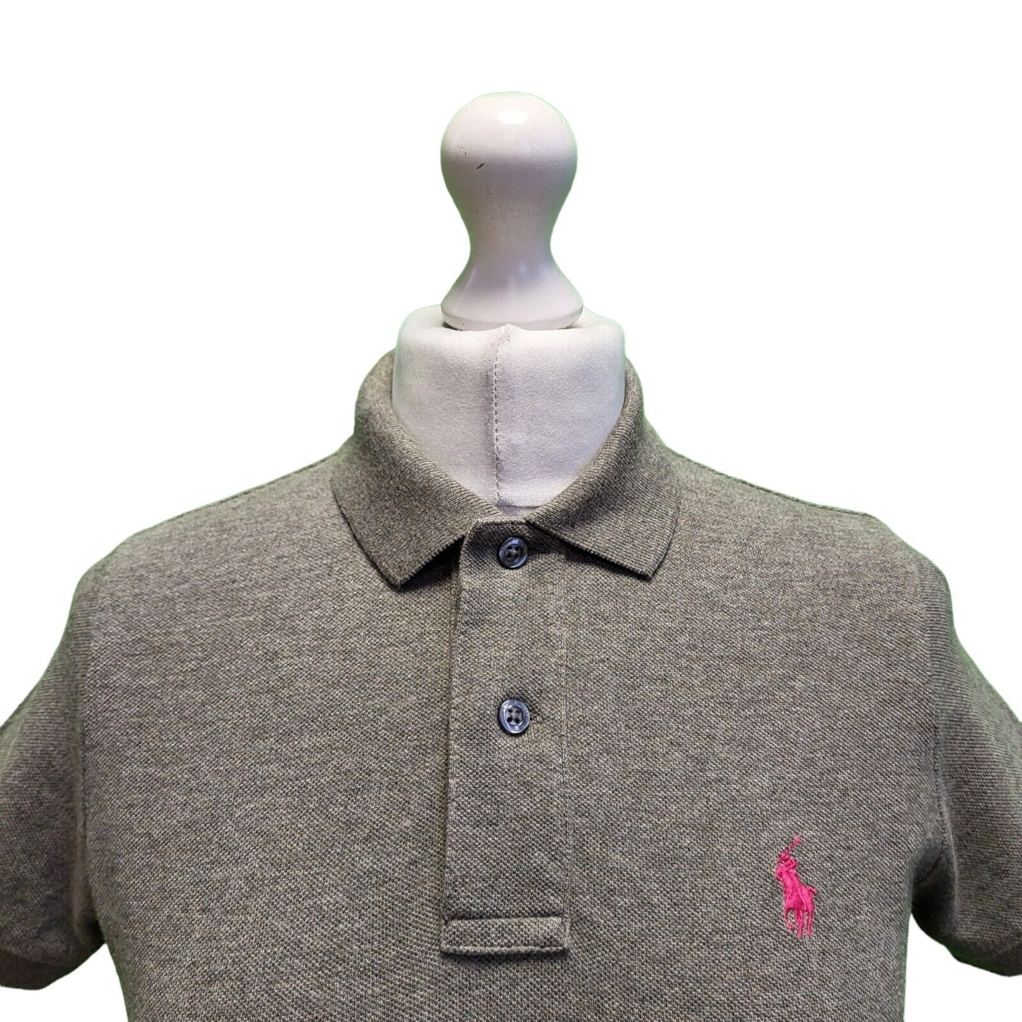 Ralph Lauren Grey Skinny Polo Shirt Women's UK Medium H679
