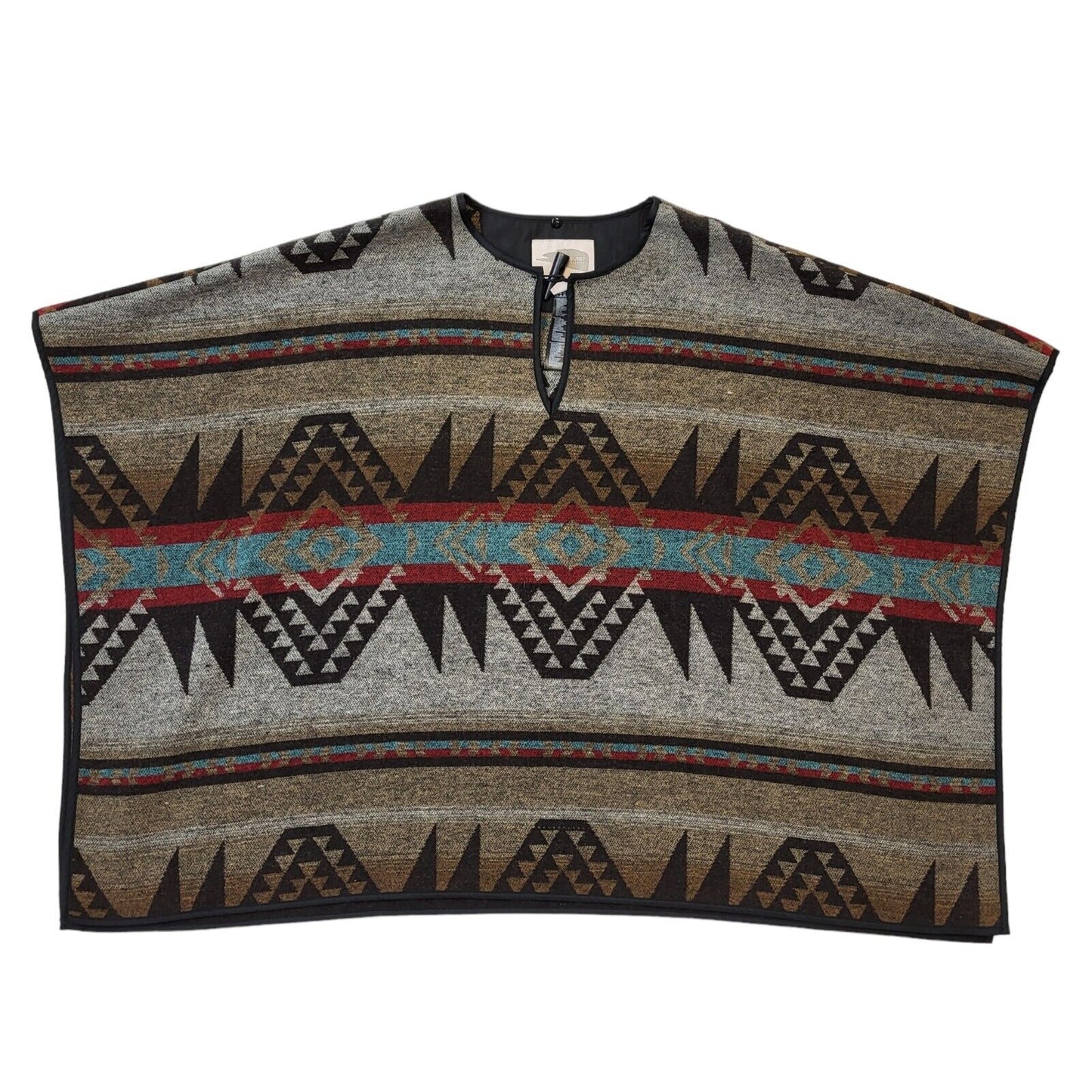 Forever 21 Poncho Brown Red Aztec Toggle Womens Uk XS G163