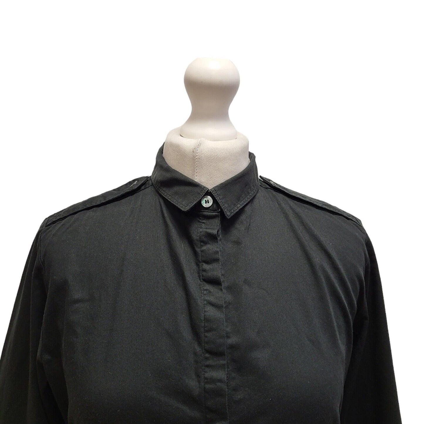 Burberry Brit Black Slim Fit Long Sleeve Shirt Uk Women's Medium BB394