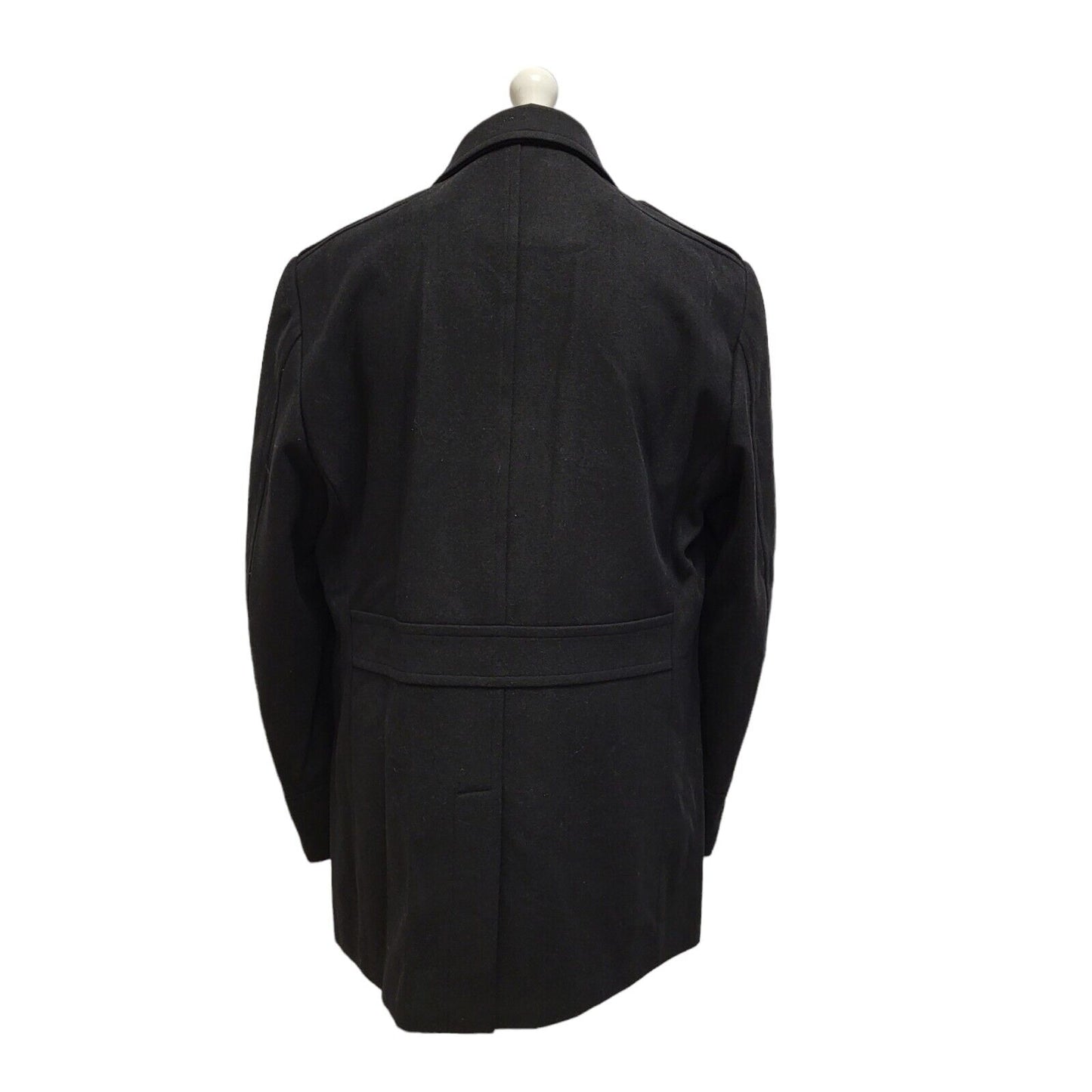 Autograph Black Button Wool Collared Overcoat Uk Men's Size Large Bnwt BB310