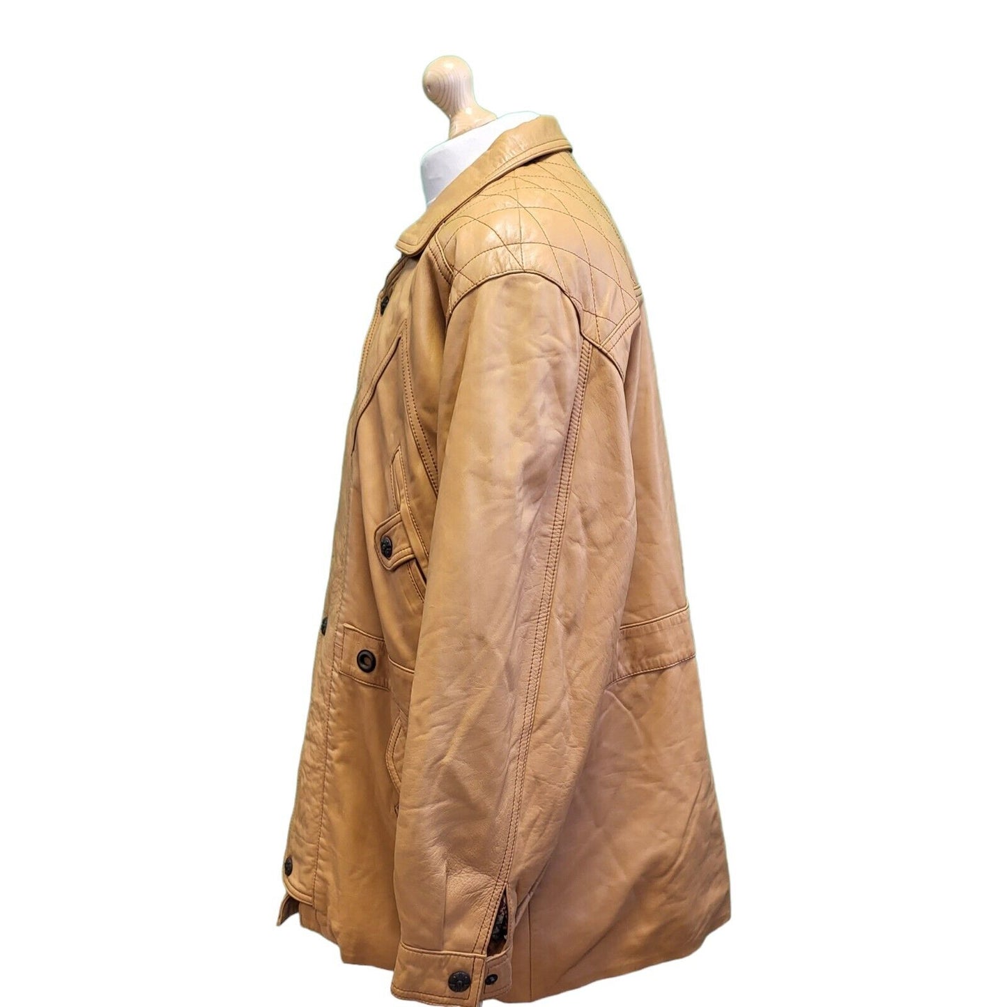 Piel's Club Brown Tan Full Zip Collared Leather Jacket Men's uk XL eu 54 H76