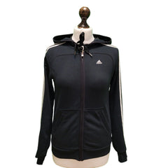 Adidas Black Drawstring Zip L/Sleeve Sweatshirt Hoodie uk Women's XS H794