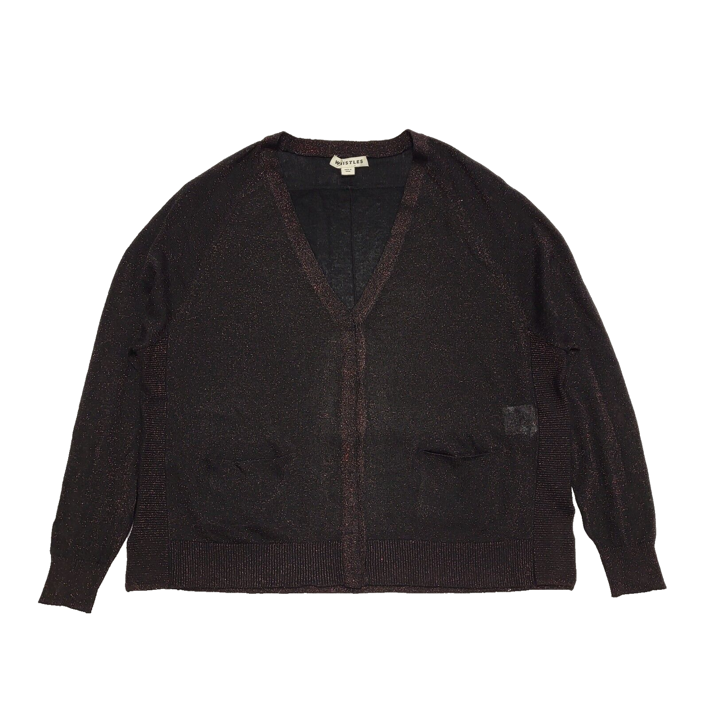 Whistles Black Red Glitter Button Cardigan Women's UK S 8 EU 36 H931
