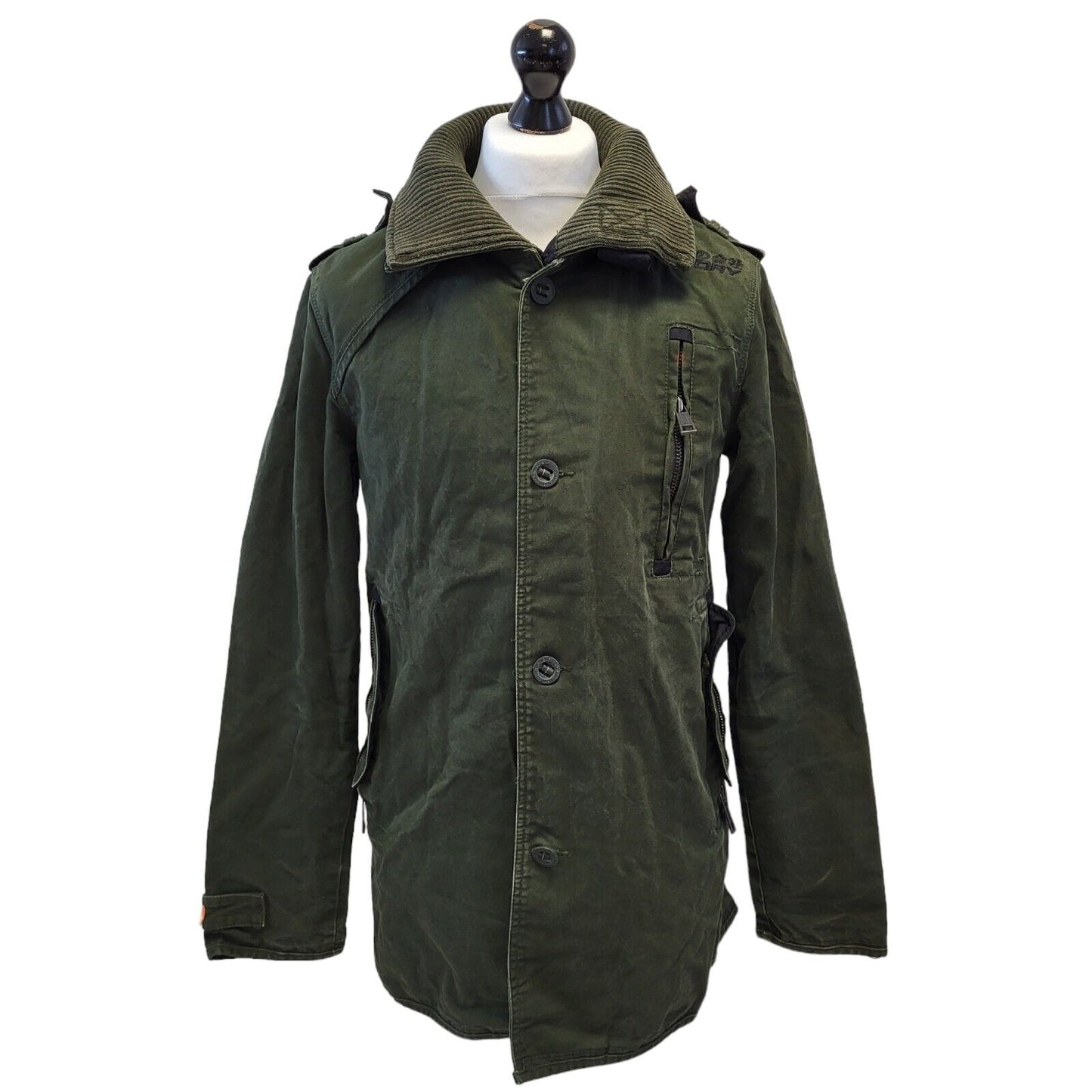 Superdry Double Black Label Green Hooded Jacket Uk Men's Medium G709