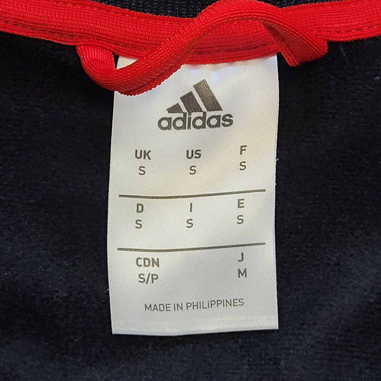 Adidas Track Jacket Black Red Long Sleeve Full Zip Mens UK S EU 48 G363