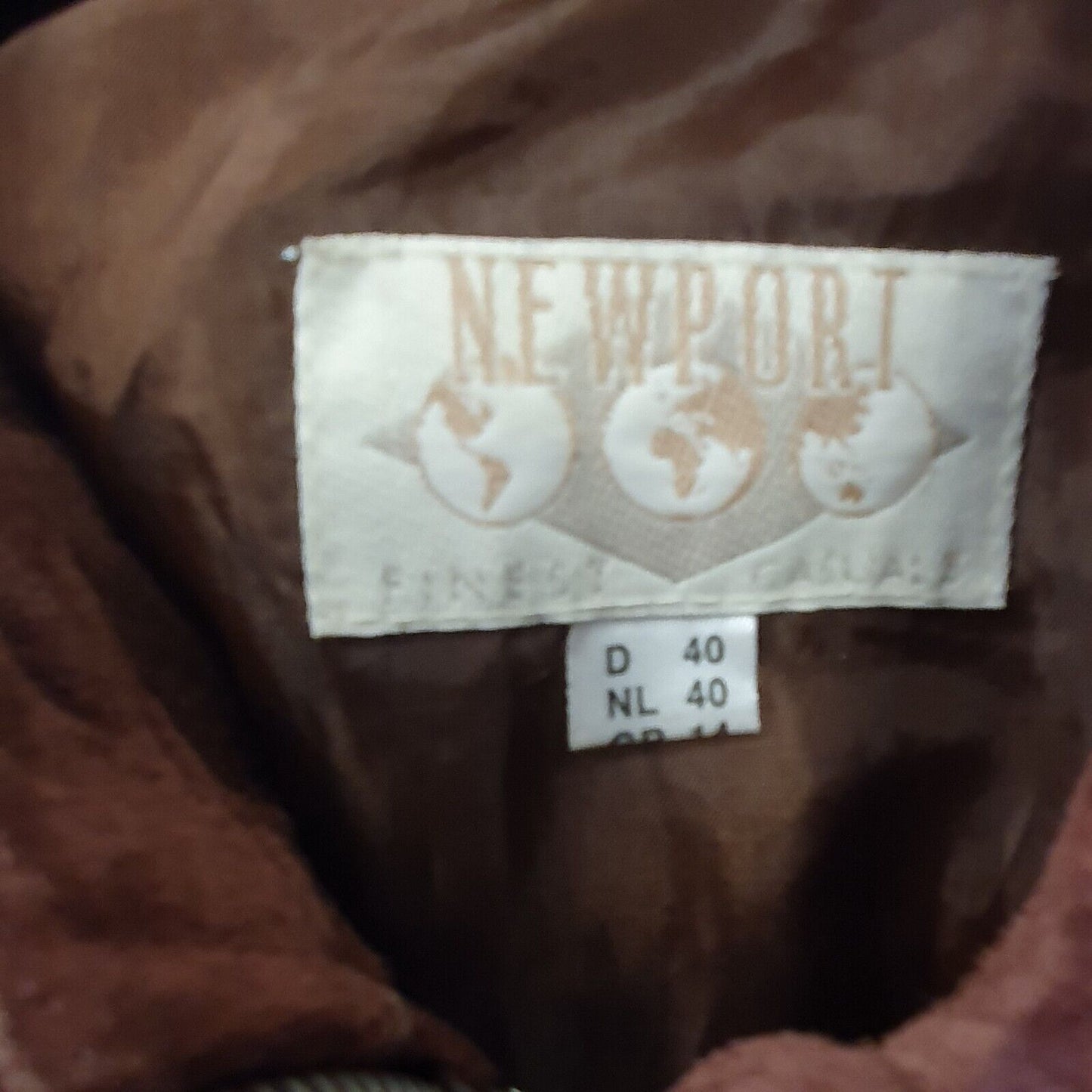 Vintage Newport Casuals Brown Zipped Suede Leather Jacket Women's UK L 12 H210