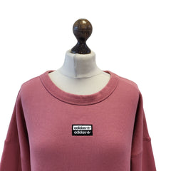 Adidas Pink Over-sized Round Neck Spell Out Sweatshirt Women's Uk 12 L G938