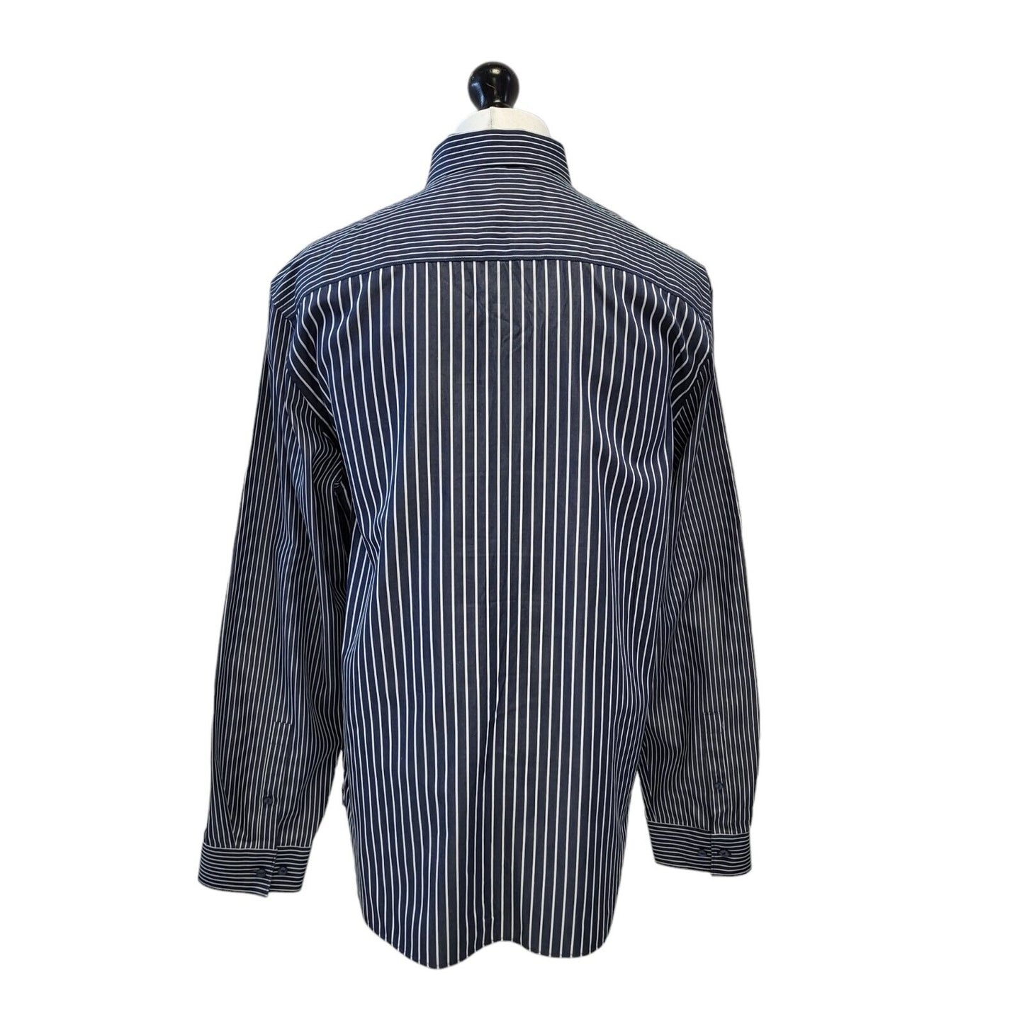 Calvin Klein Blue White Striped Regular Long Sleeve Shirt Uk Men's X Large G592