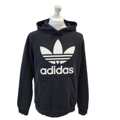 Adidas Black Spell Out Retro Long Sleeve Sweatshirt Men's Hoodie Uk M G936