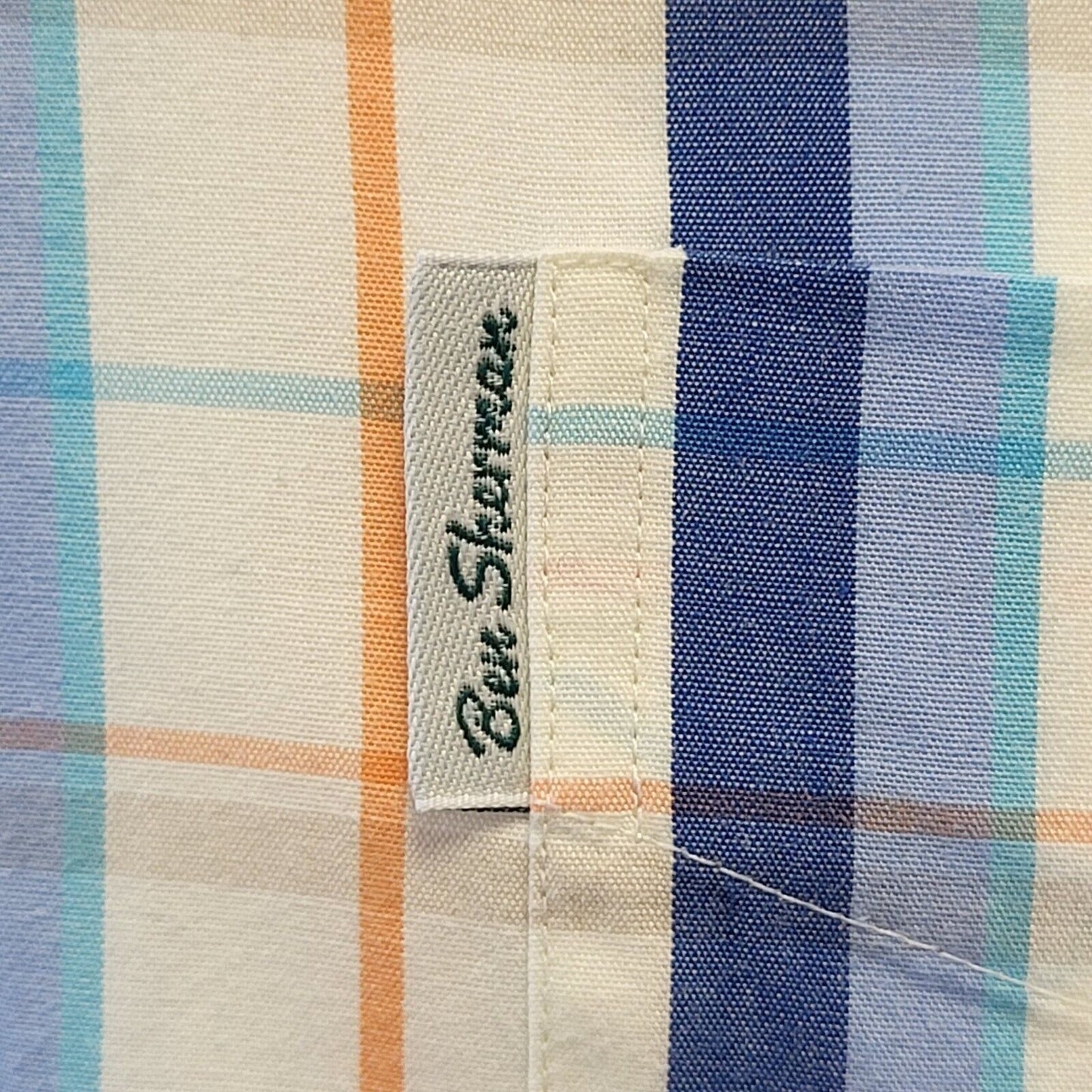 Ben Sherman Blue Cream Check Short Sleeve Shirt Uk Men's Large G601