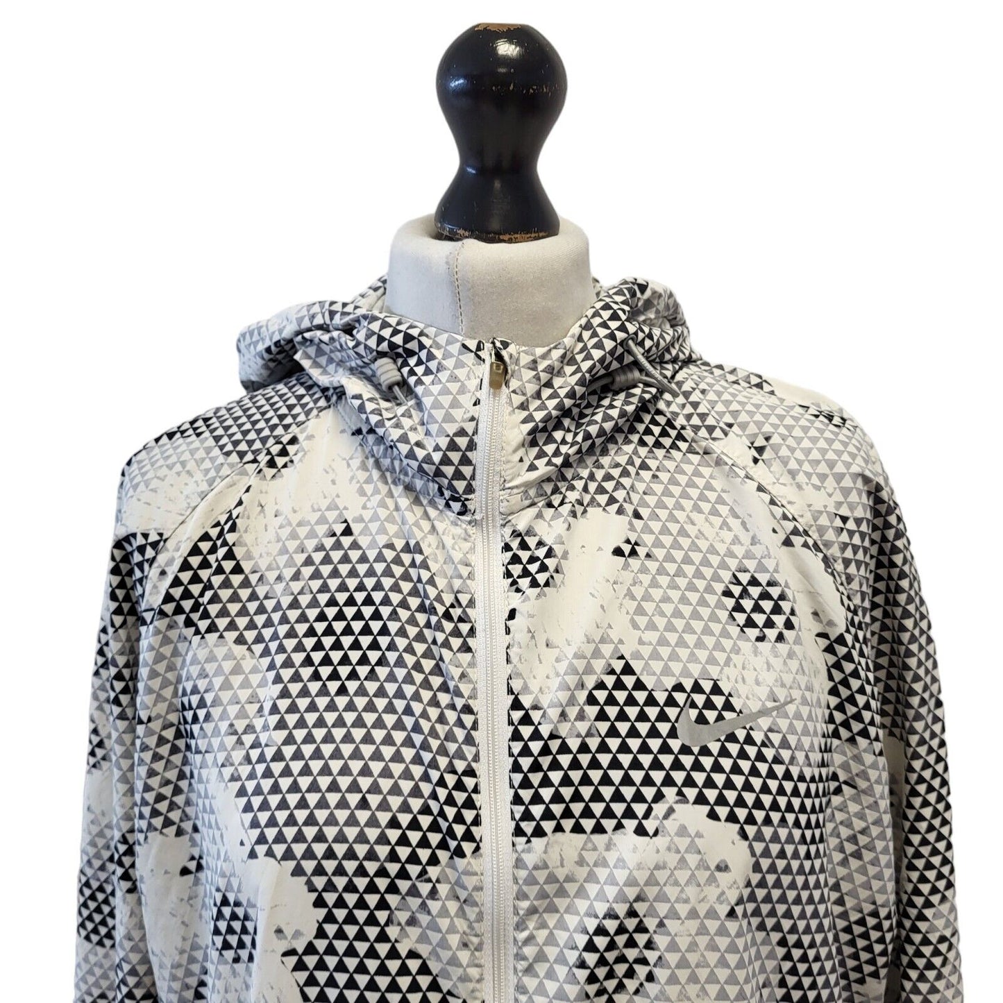 Nike White Black Hooded Lightweight Sports Jacket Uk Women's XL G698