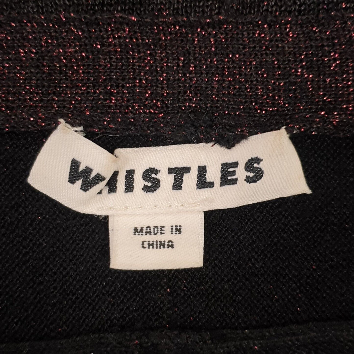 Whistles Black Red Glitter Button Cardigan Women's UK S 8 EU 36 H931