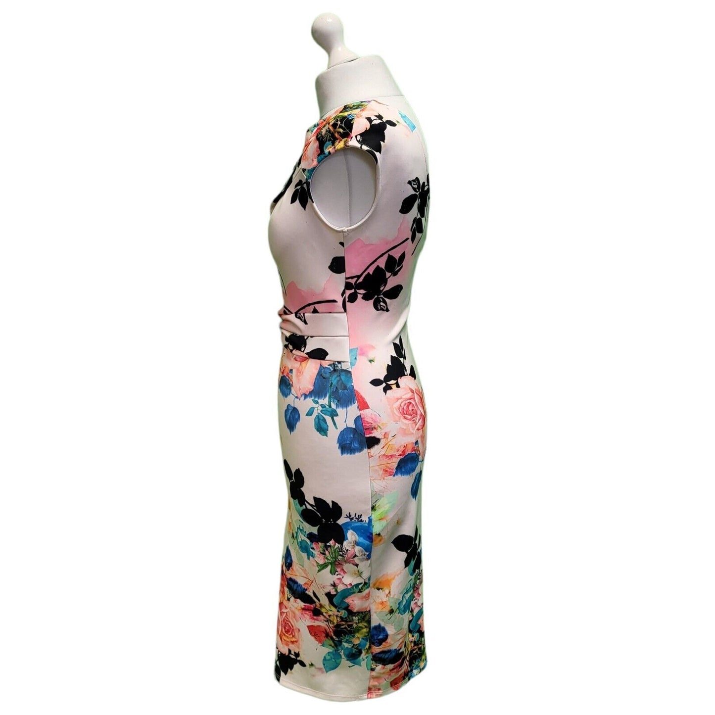 Lipsy Nude Floral Pencil Summer Shif Dress UK Women's M 10 BNWT H757
