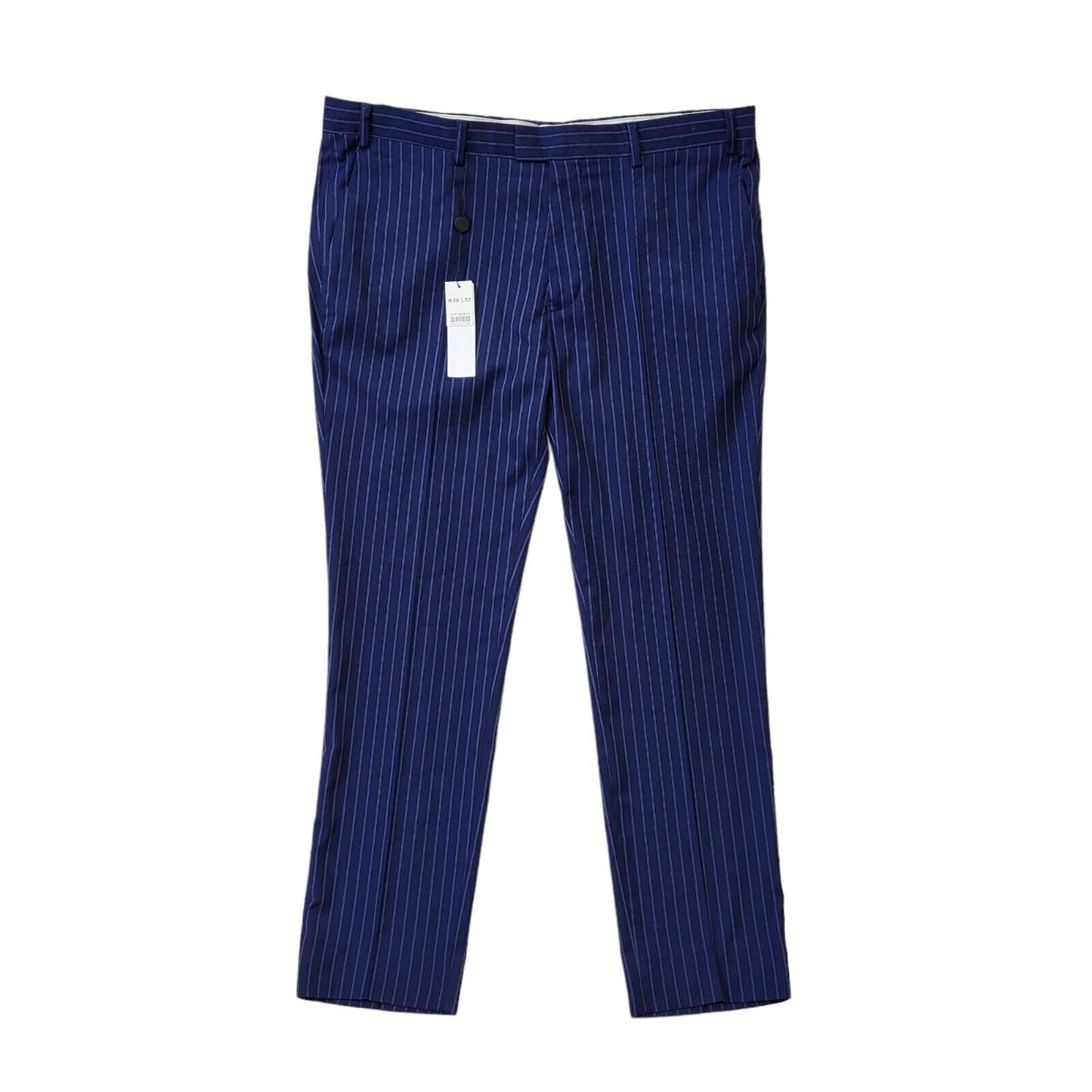 Topman Blue Striped Skinny Suit Jacket & Trousers Uk Men's L 42" W36 L32 G274
