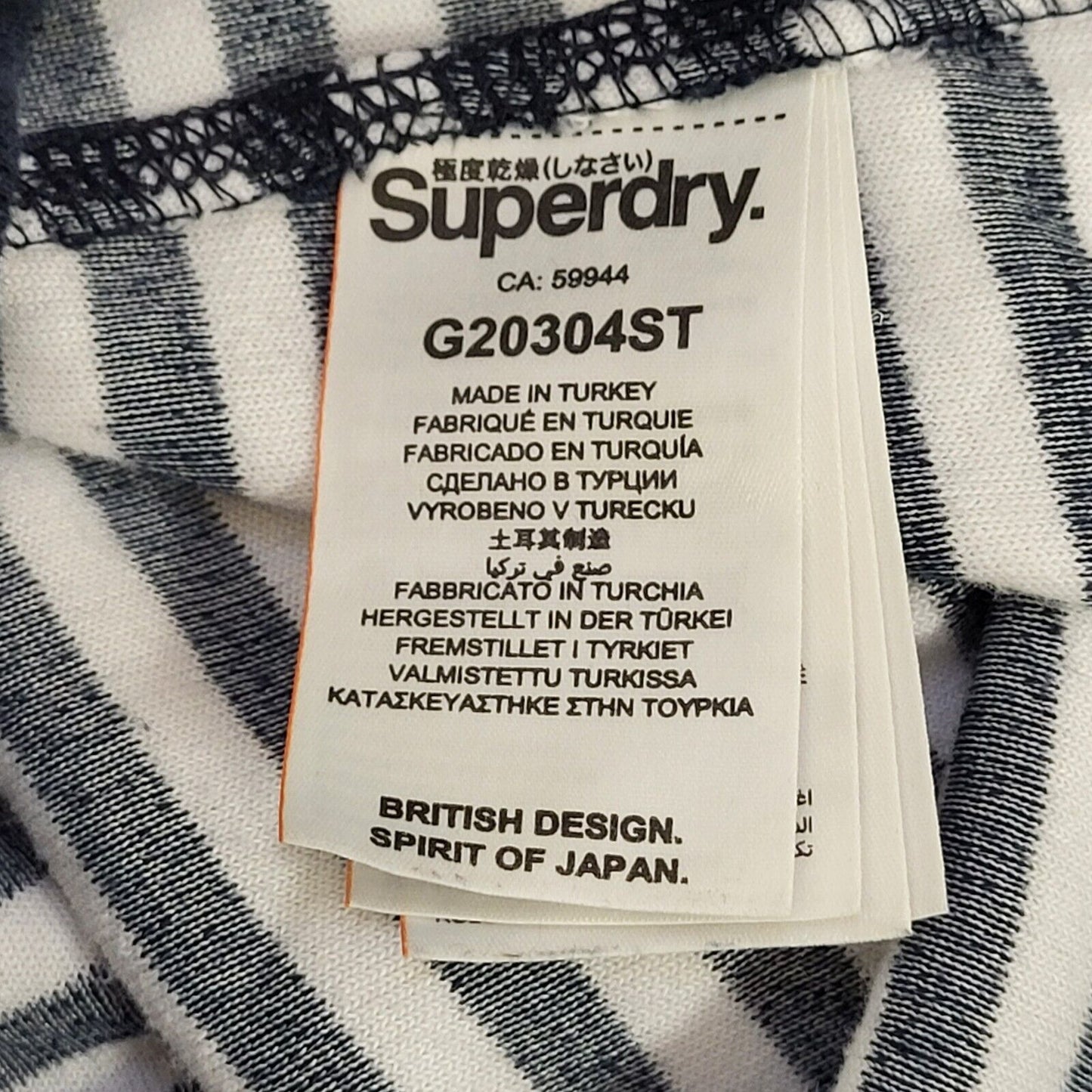 Superdry Hoodie Full Zip Blue White Striped Uk Women's Size 12 G418