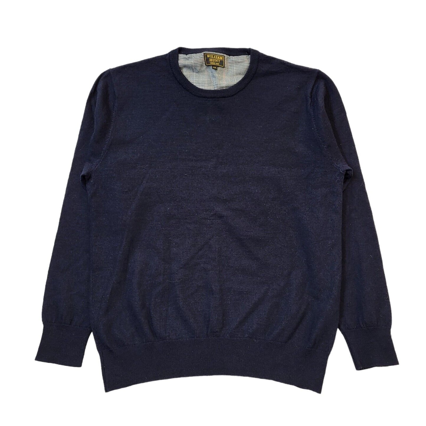 William Hunt Black Crew Neck Wool Jumper Uk Men's 2XL G515