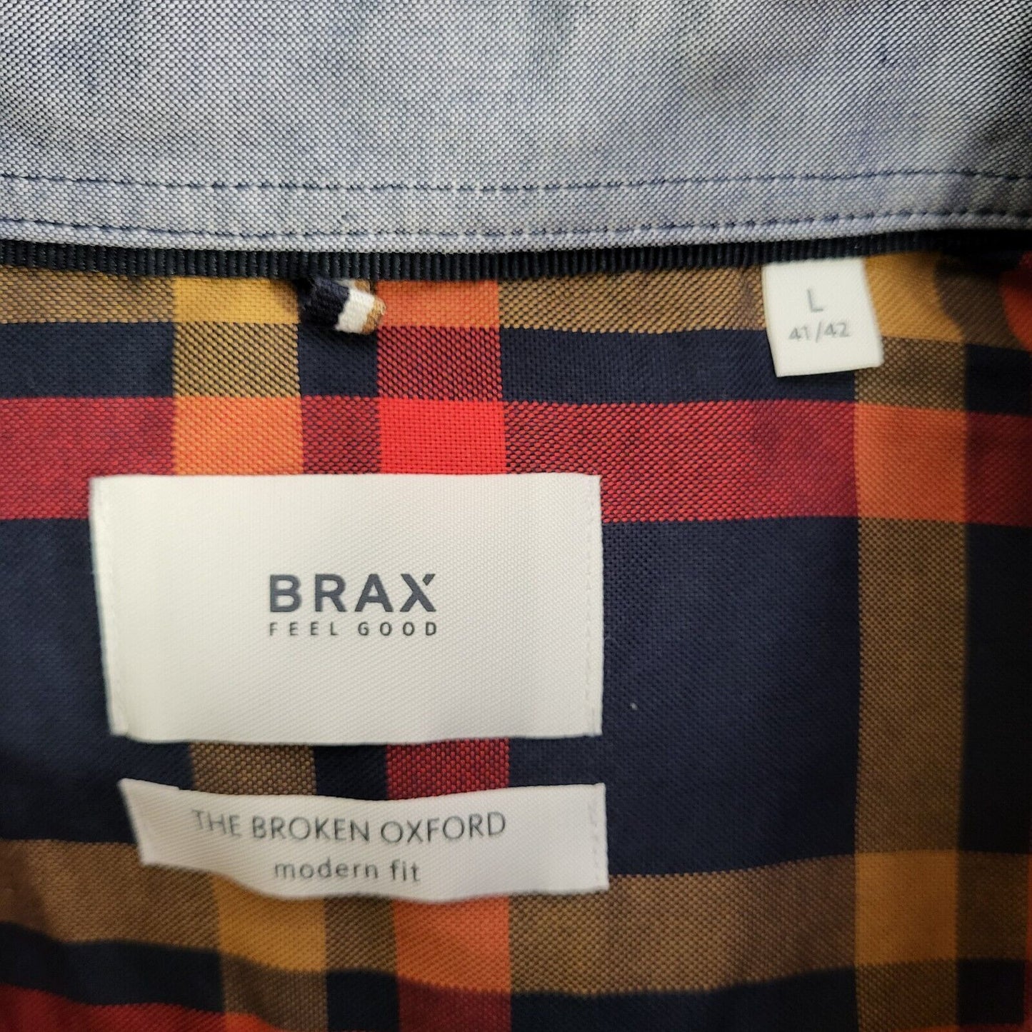 Brax Blue Red Check Modern Fit Long Sleeve Shirt Men's Uk L H62