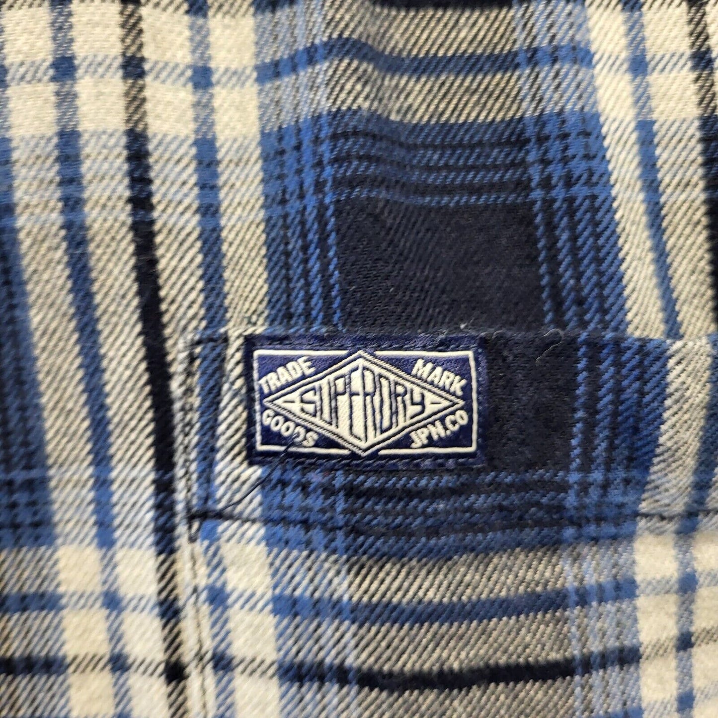 Superdry Blue Check Long Sleeve Worker Shirt Uk Men's Large G586