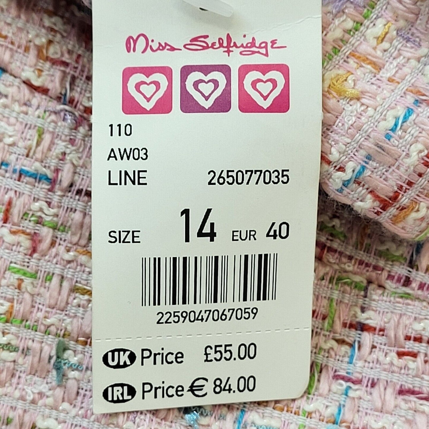 Miss Selfridge Pink Hook Eye Suit Jacket Uk Women's 14 Eu 42 Bnwt G257