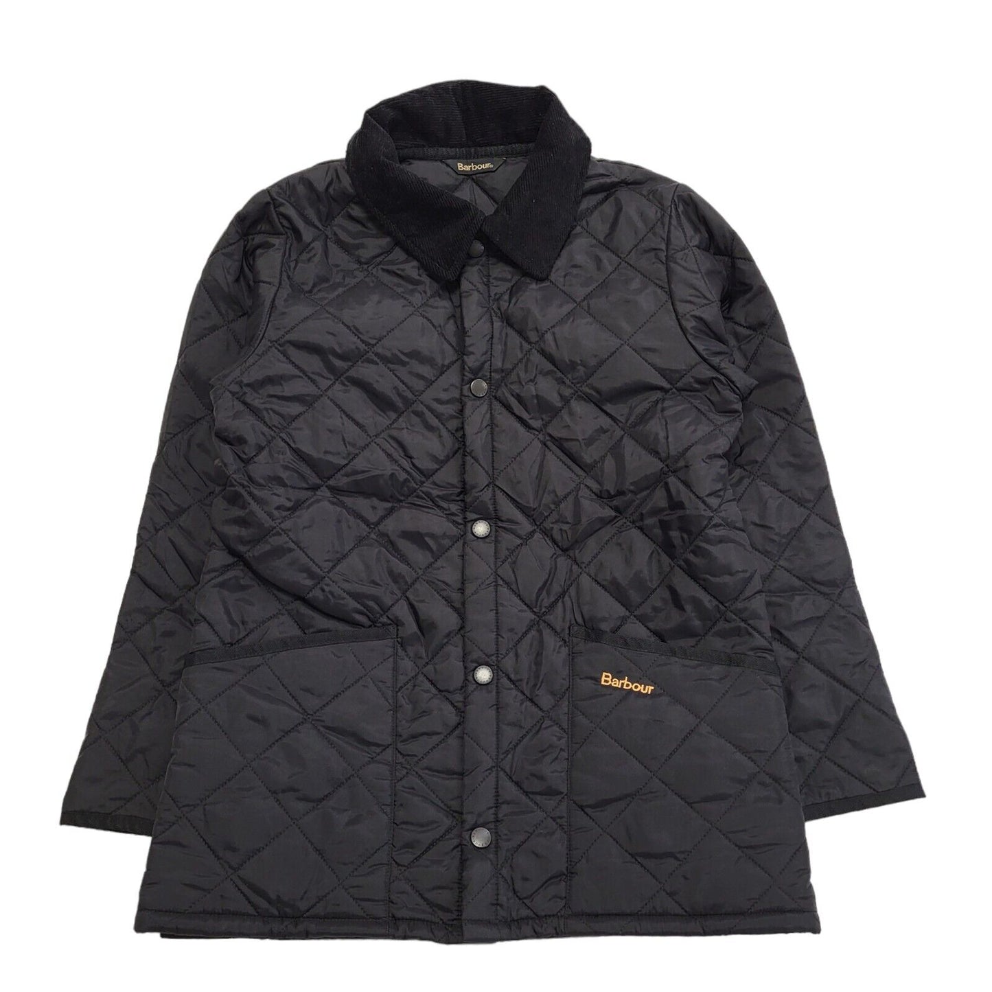 Vintage Barbour Liddesdale Black Snap Quilted Kid's Jacket Age 9-10 Yrs M H213