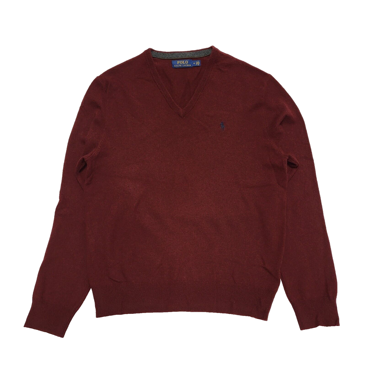 Polo Ralph Lauren Burgundy Long Sleeve Knit V-Neck Jumper Men's UK M EU 50 H973