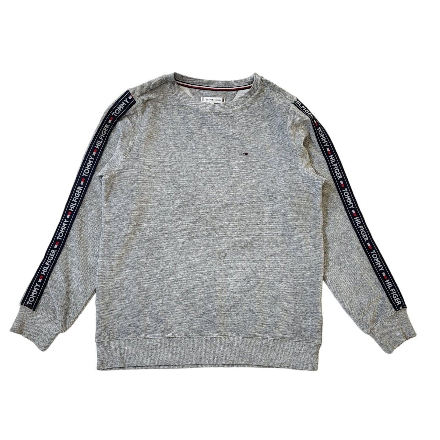 Tommy Hilfiger Y2K Sweatshirt Crew Neck Grey Mens UK XS EU 46 G139